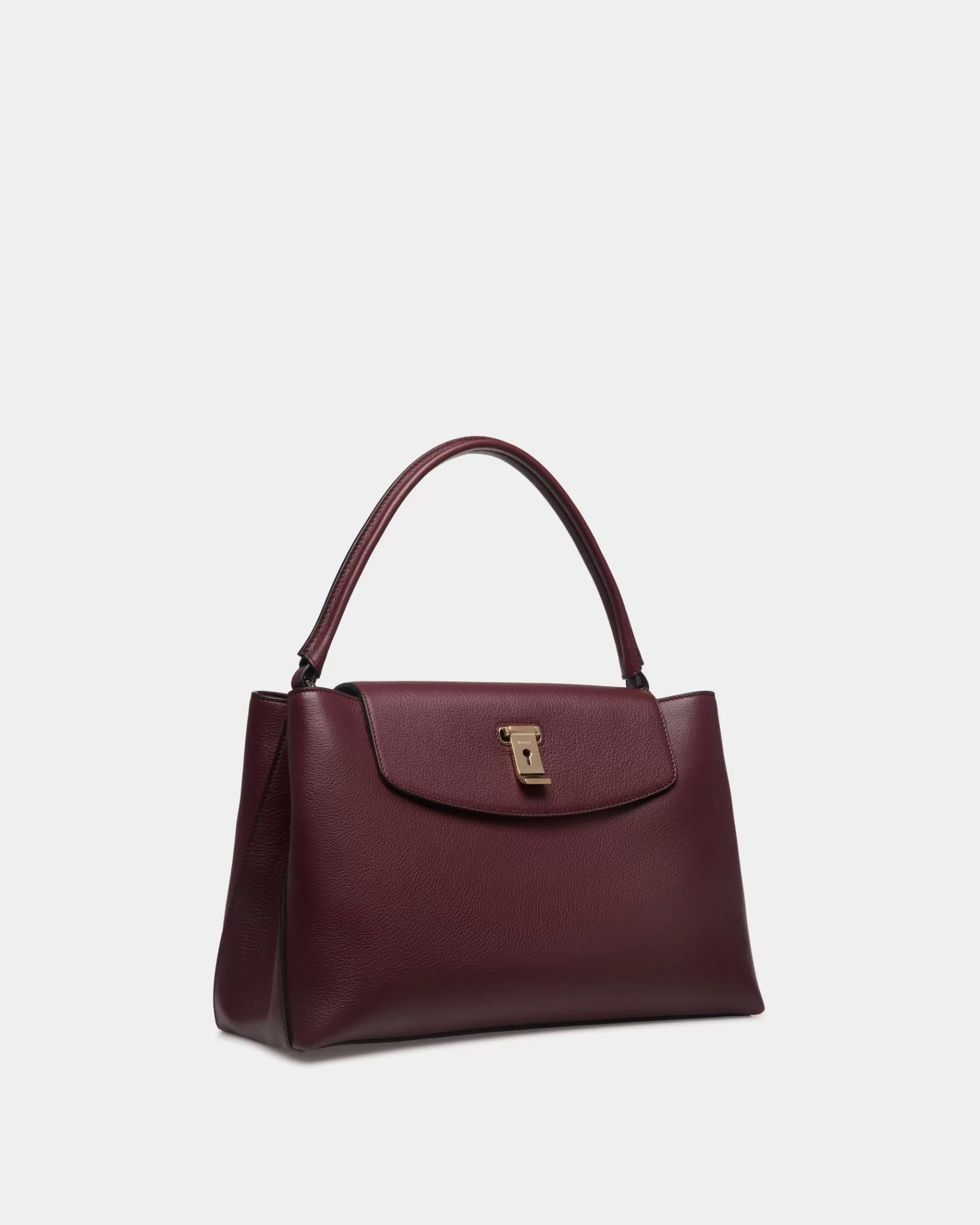 Top Handle Bags<Bally Lock Me Top Handle Bag In Andorra Grained Leather Red
