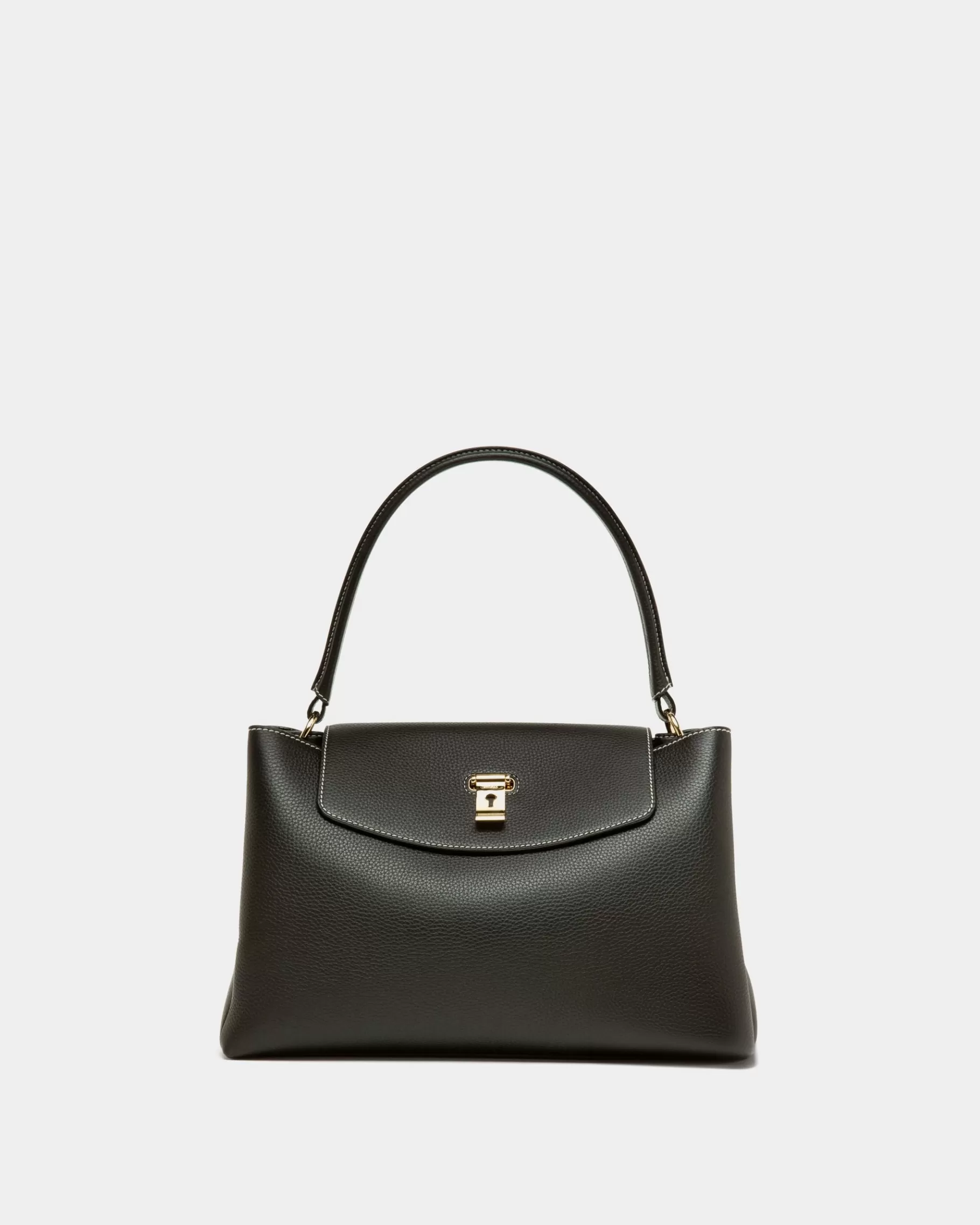 Top Handle Bags<Bally Lock Me Top Handle Bag In Leather Black