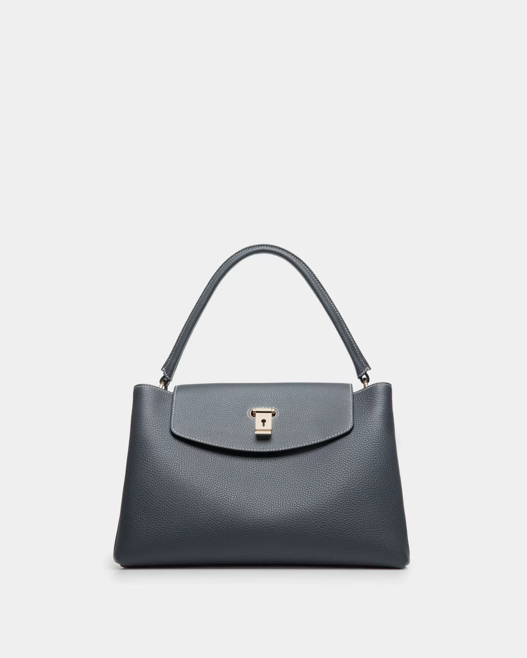 Top Handle Bags<Bally Lock Me Top Handle Bag in Leather Blue