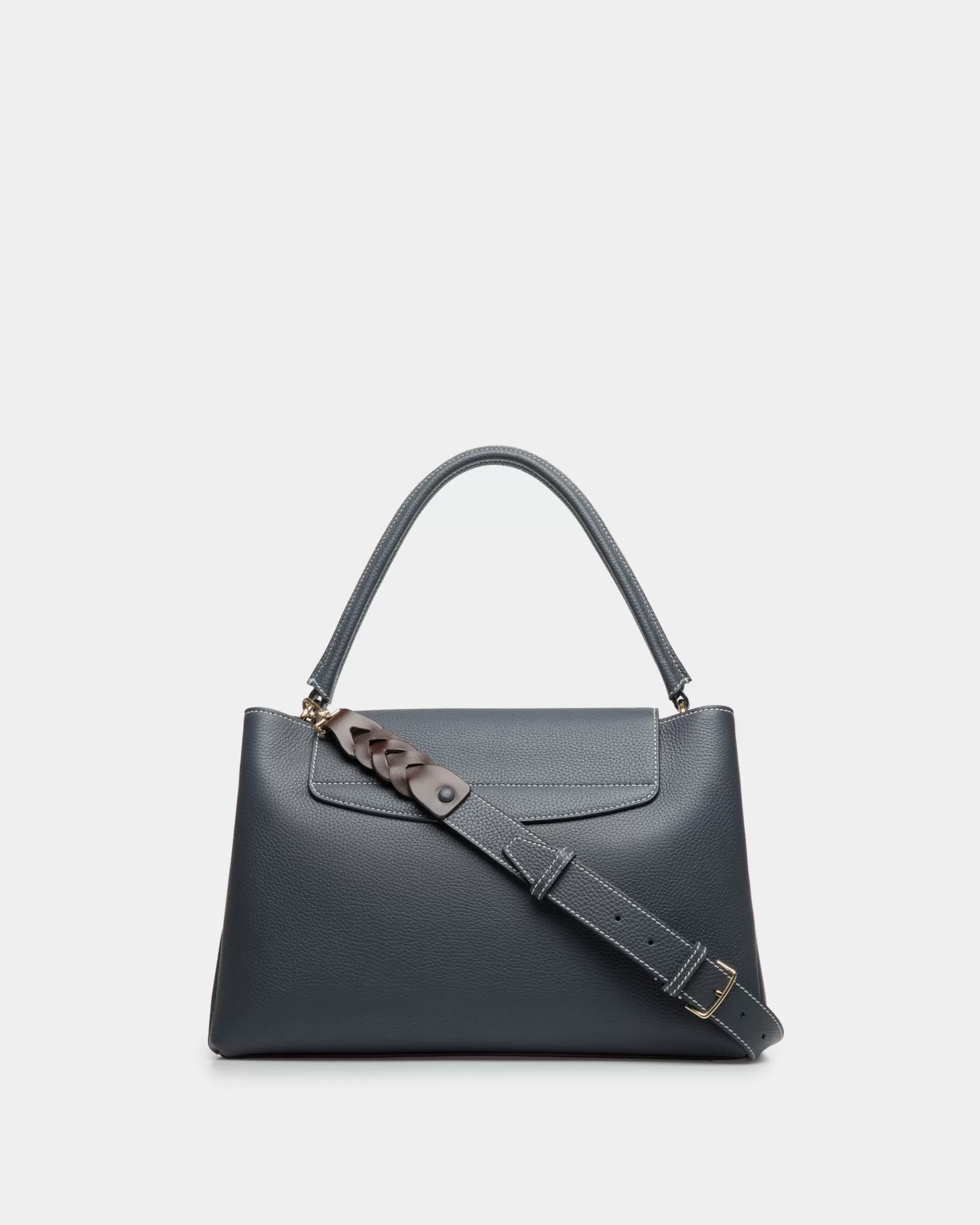Top Handle Bags<Bally Lock Me Top Handle Bag in Leather Blue