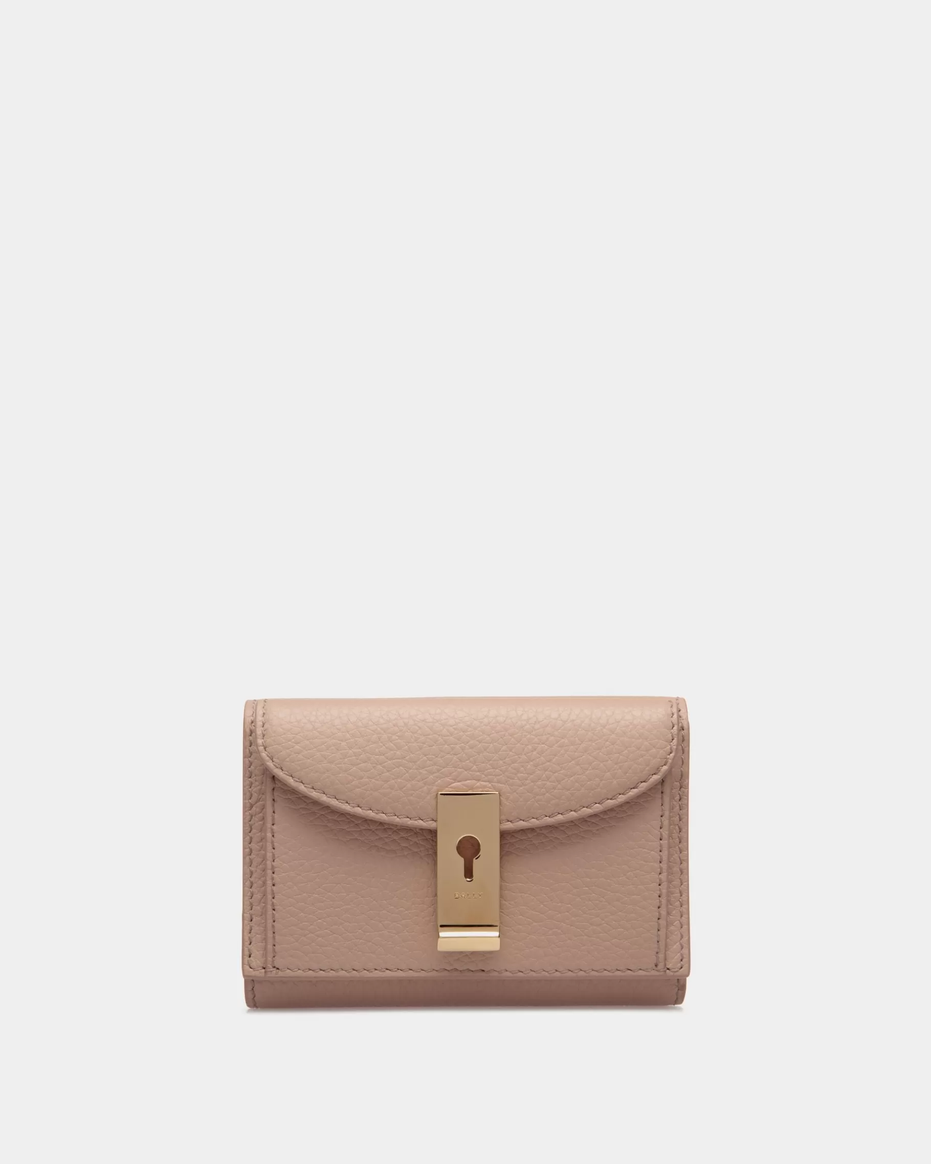 Wallets & Card Holders<Bally Lock Me Wallet In Nude Grained Leather Beige