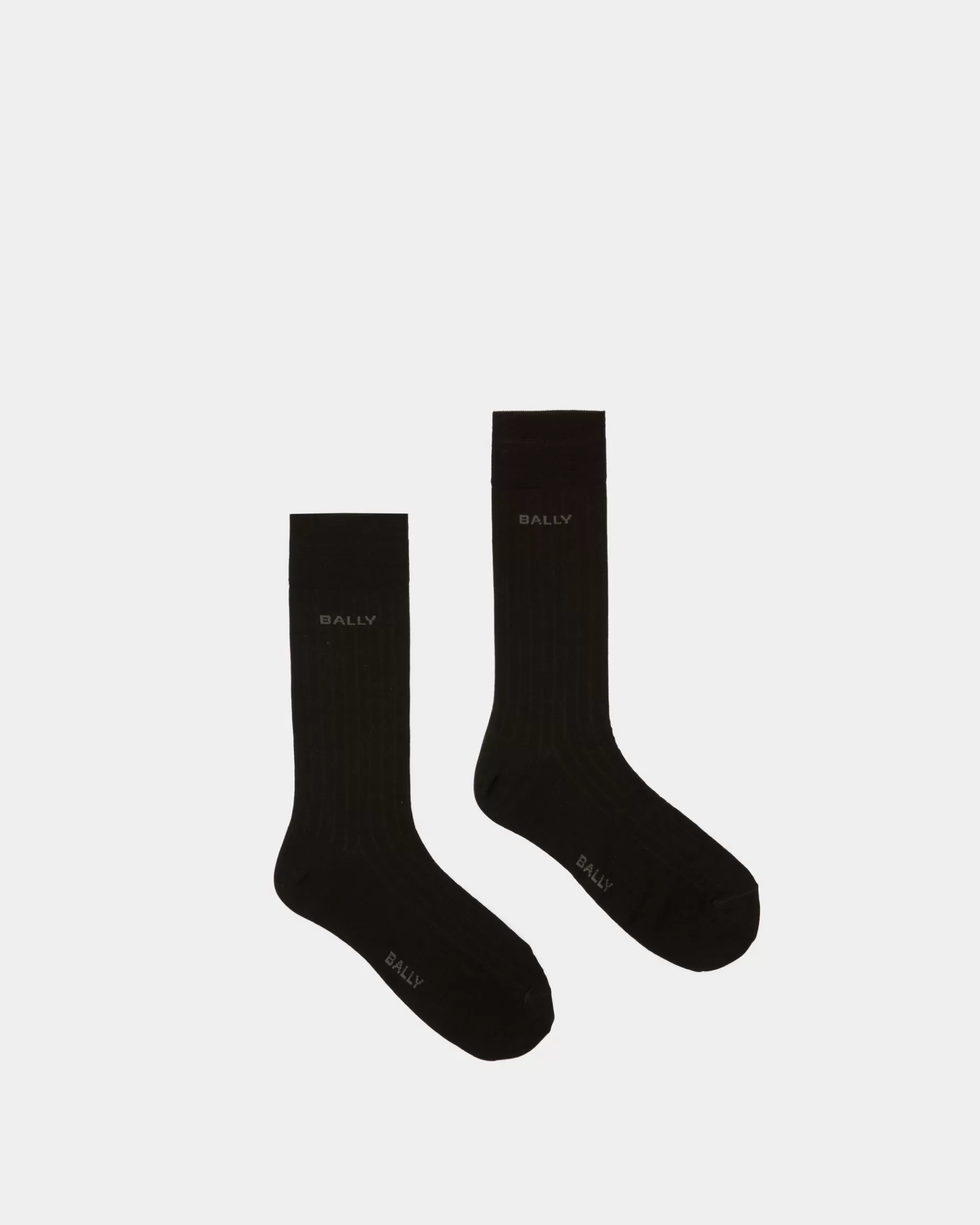 Socks<Bally Logo Socks In Cotton Mix Black