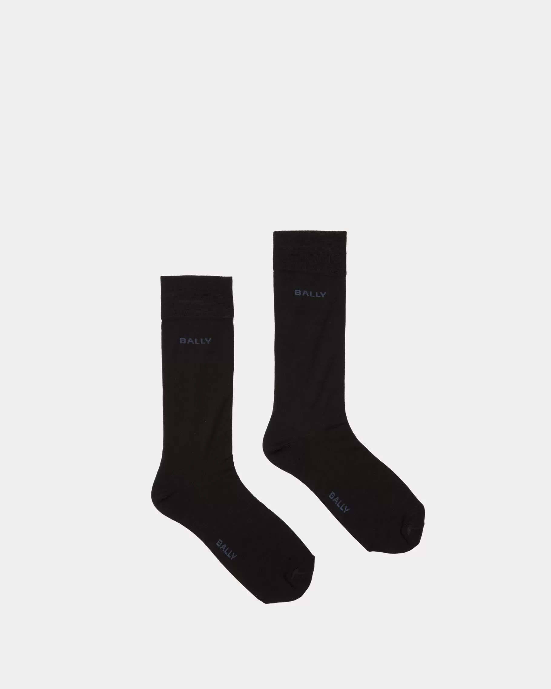 Socks<Bally Logo Socks In Ink And Indigo Cotton Mix Blue