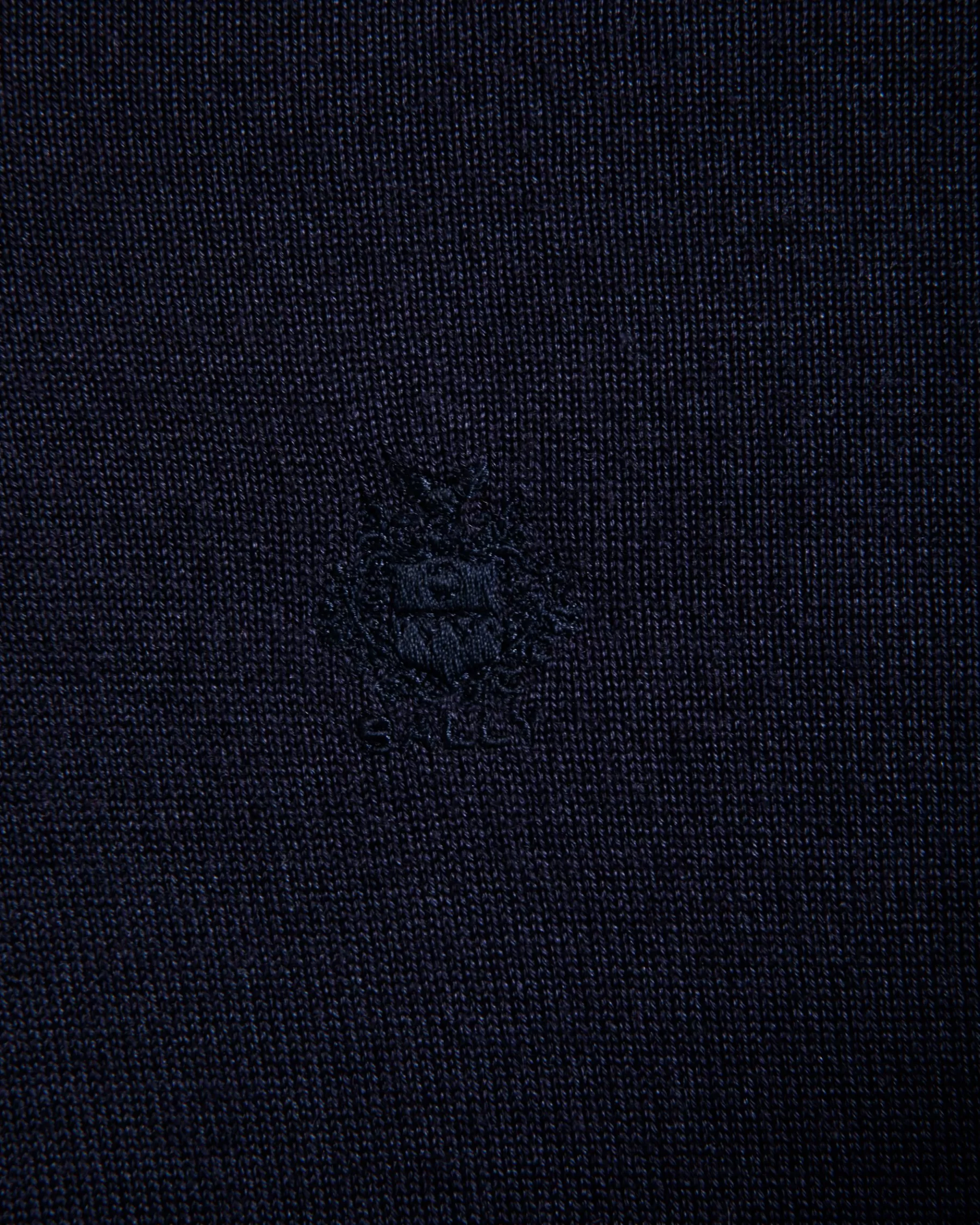 Shirts & T-shirts | Knitwear<Bally Long Sleeve Polo With Crest Logo in Navy Cashmere Blend Blue