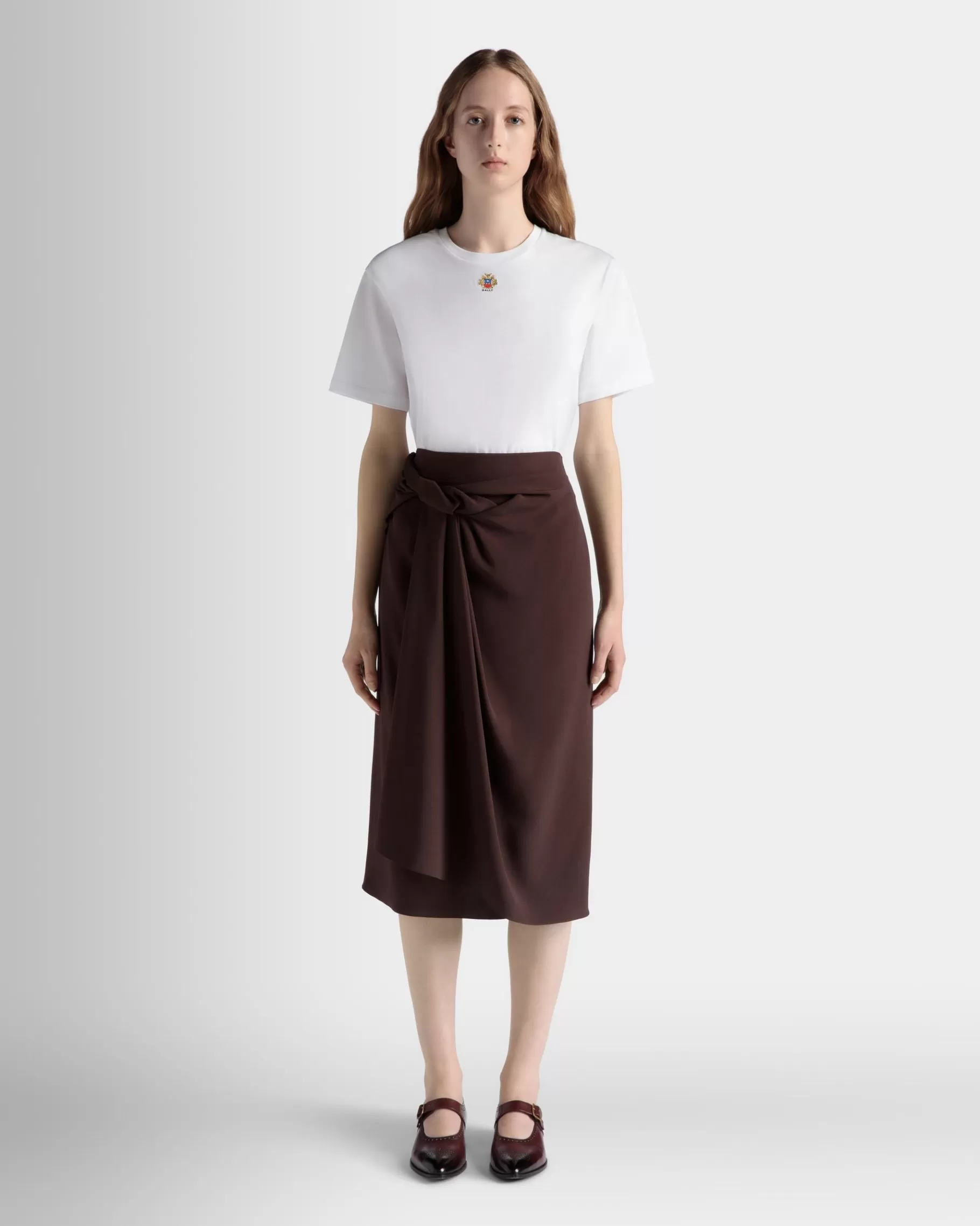 Dresses & Skirts<Bally Midi Skirt In Ebano Viscose Blend Brown