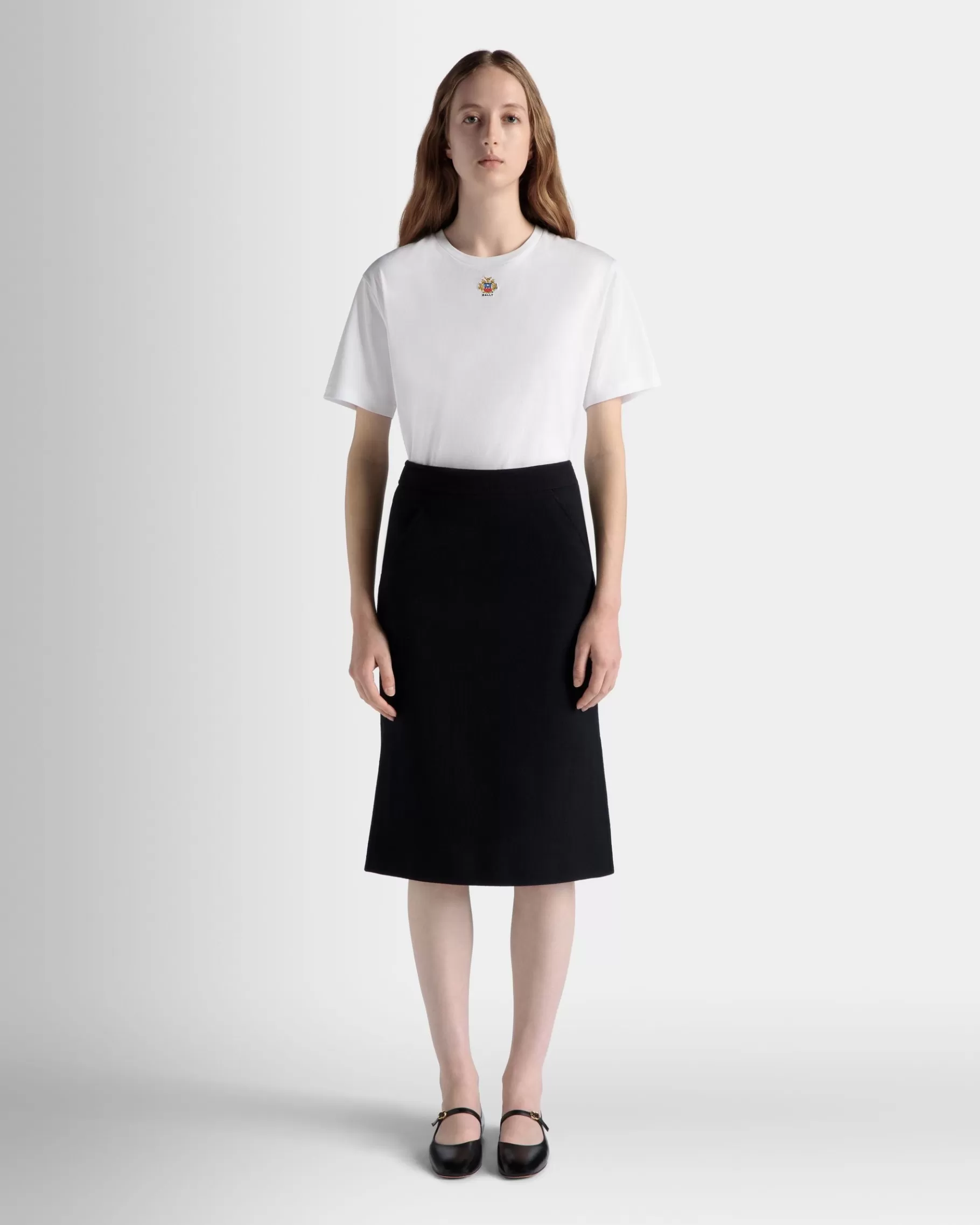 Dresses & Skirts<Bally Midi Skirt In Navy Wool Blue