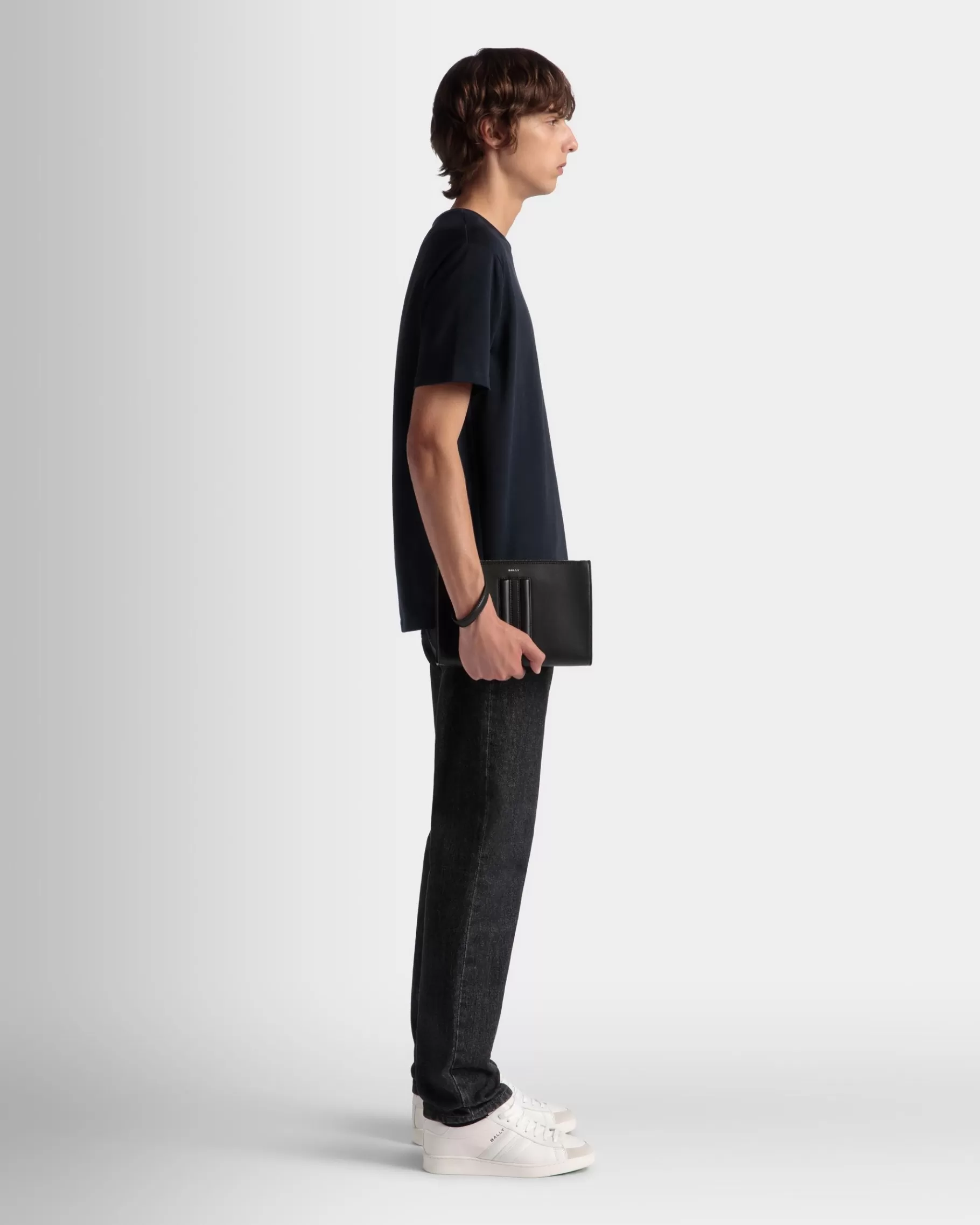 Clutches & Portfolios<Bally Mythos Pouch In Recycled Leather Black
