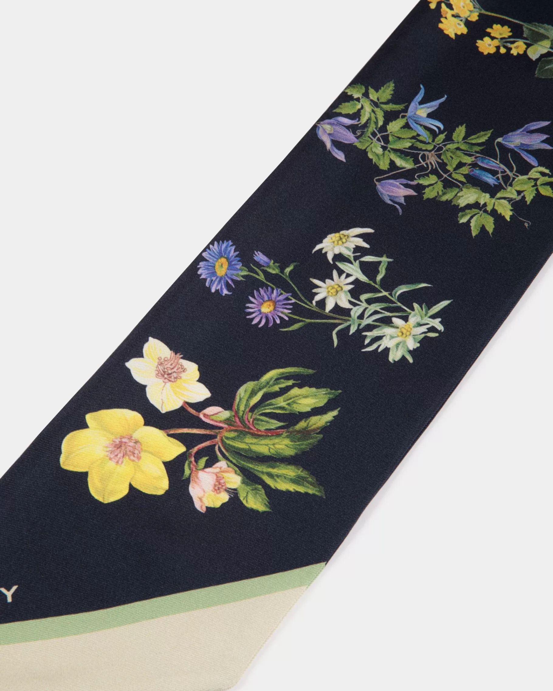 Scarves<Bally Neck Bow In Mountain Flower Print Silk Blue