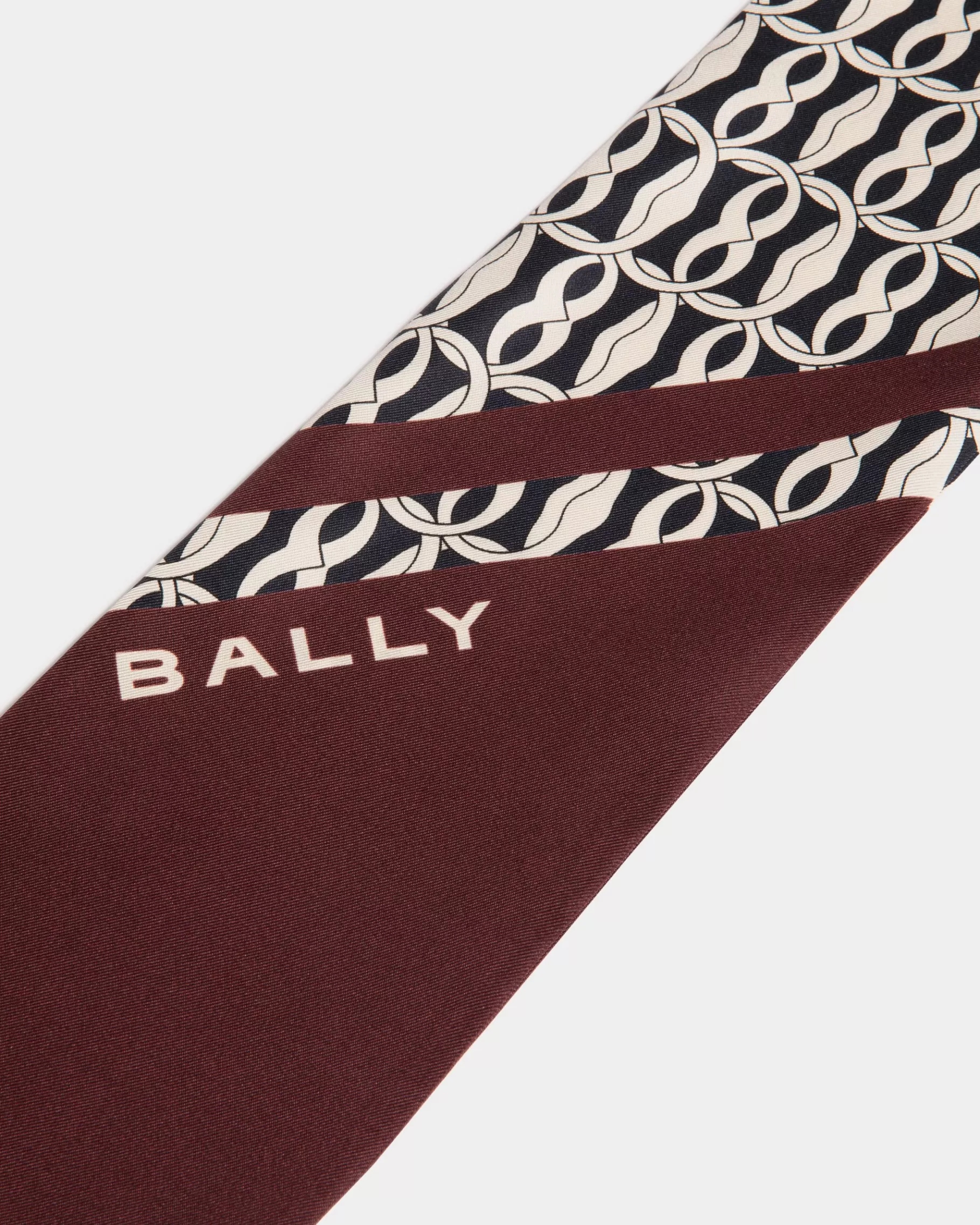 Scarves<Bally Neck Bow With Emblem Print In Andorra Silk Burgundy