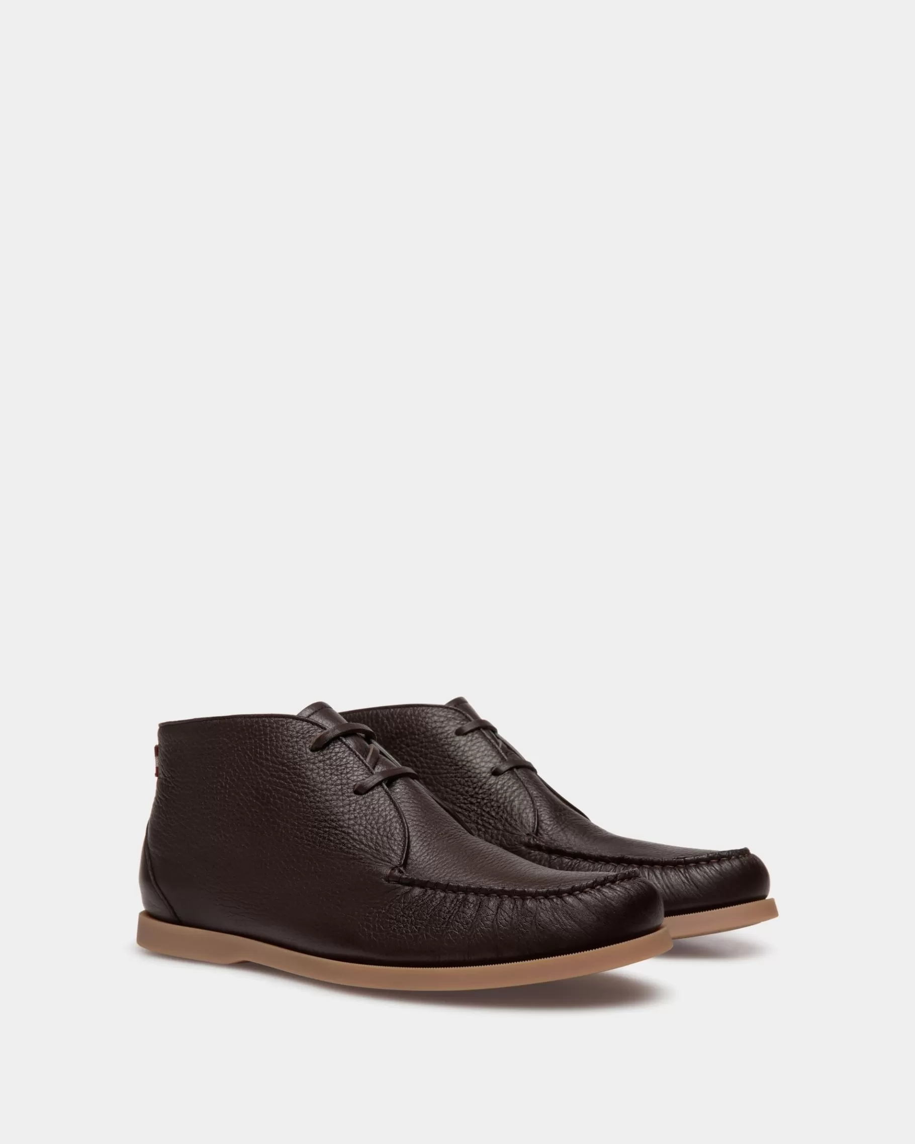 Loafers & Moccasins<Bally Nelson Bootie In Ebano Deer Leather Brown
