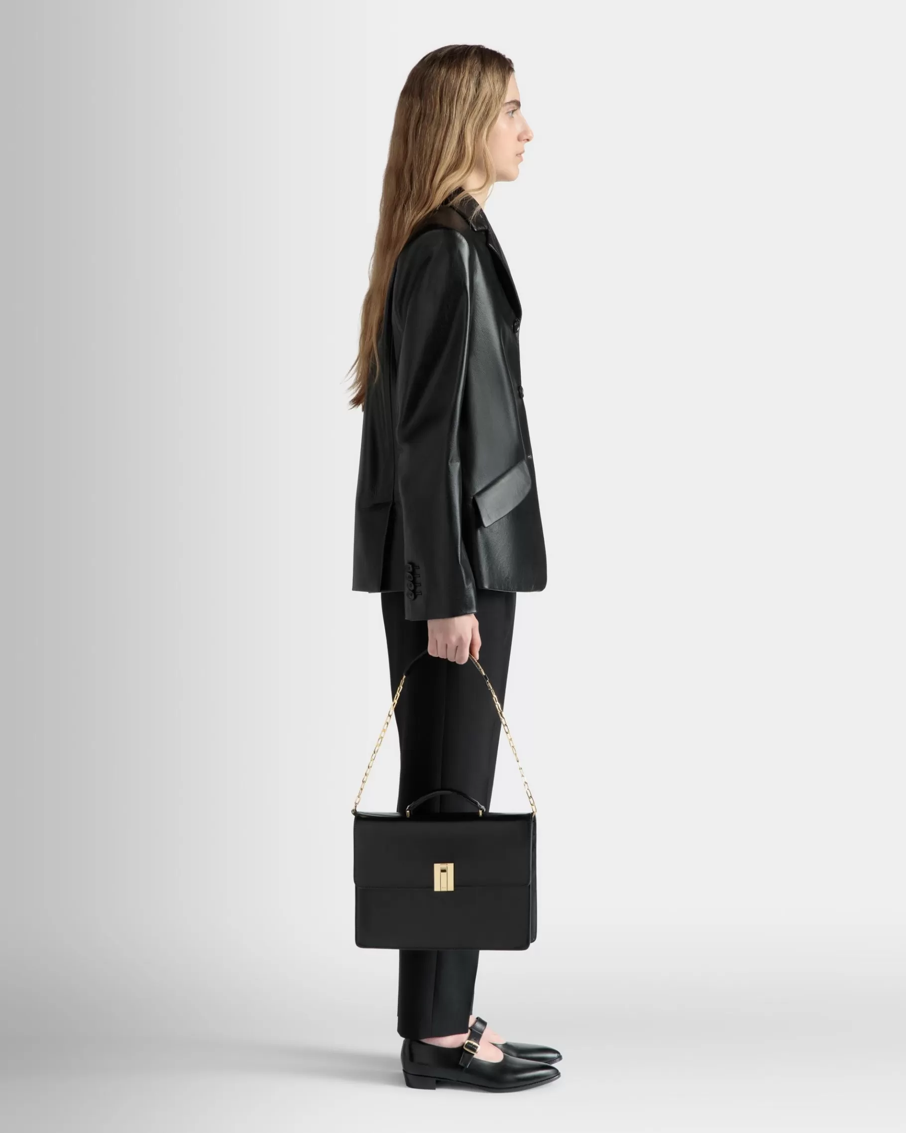 Top Handle Bags<Bally Ollam Top Handle Bag in Brushed Leather Black
