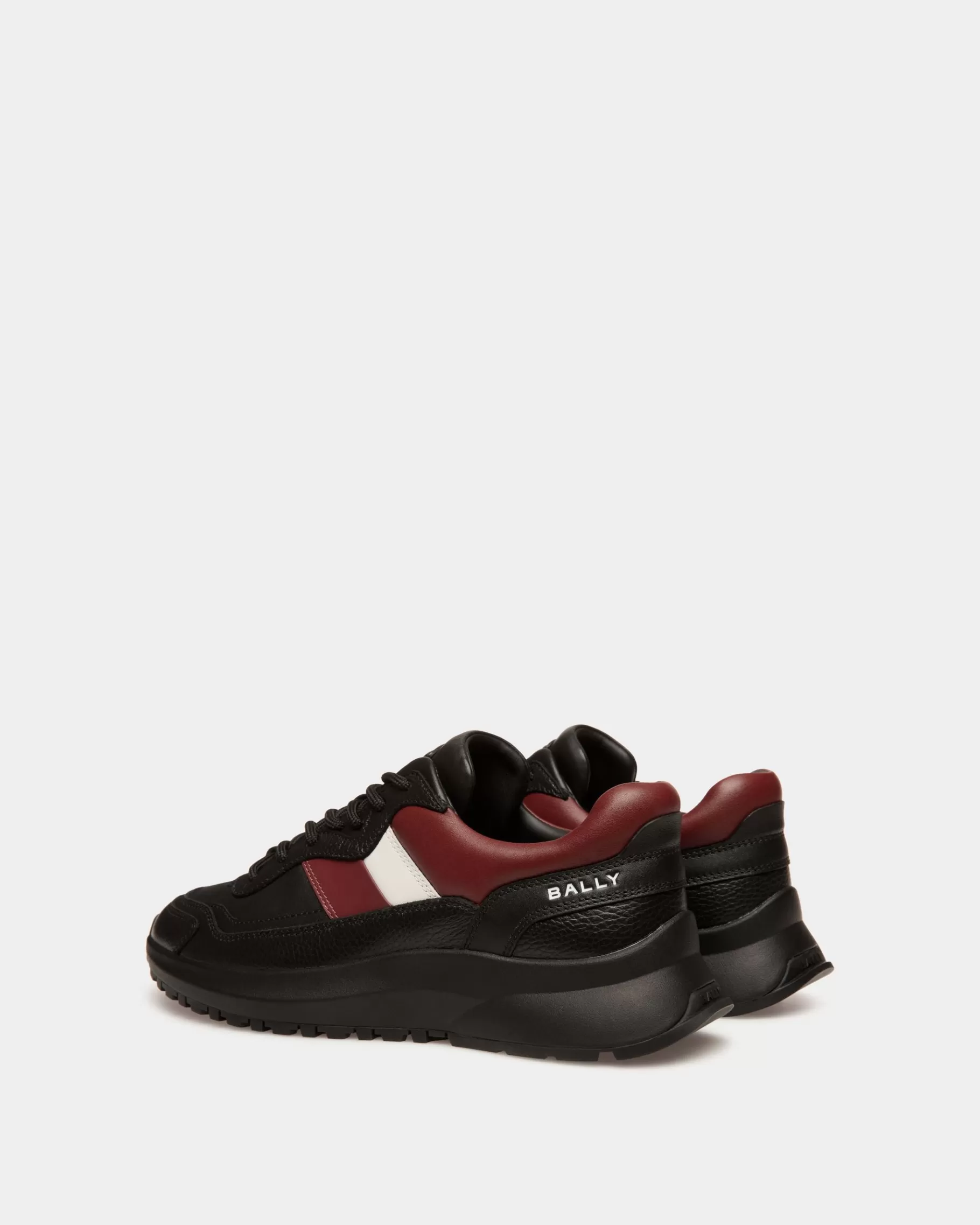 Sneakers<Bally Outline Sneaker in And Heritage Red Leather Black
