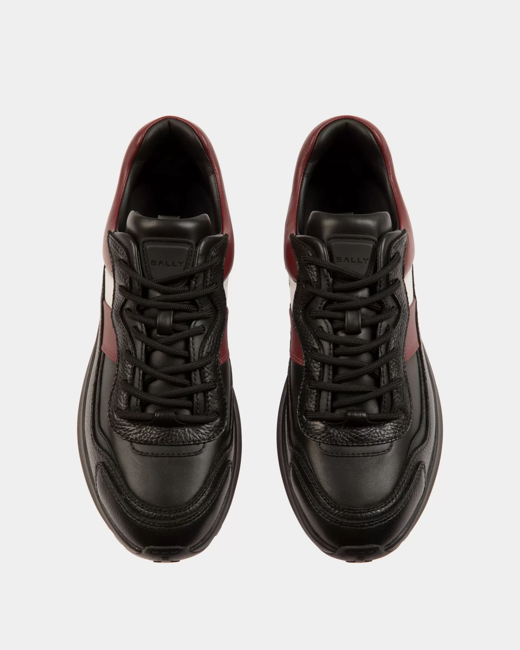 Sneakers<Bally Outline Sneaker in And Heritage Red Leather Black