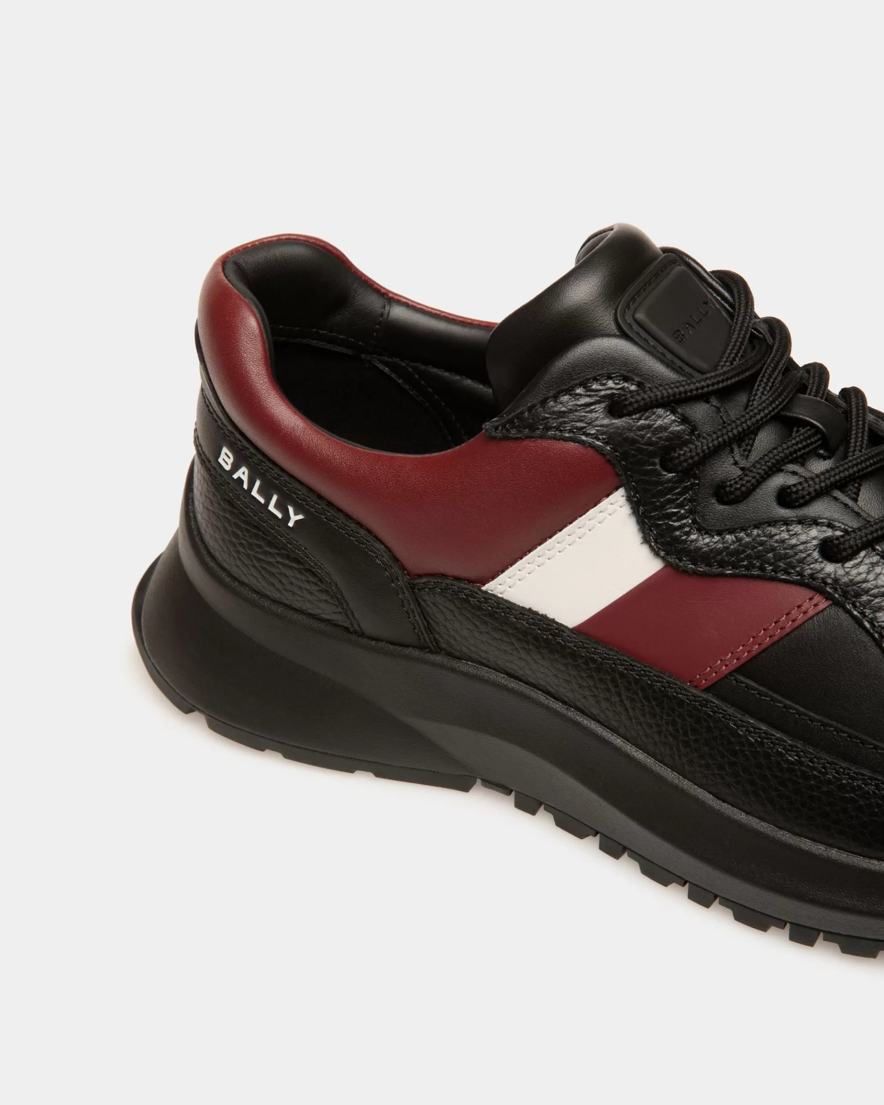 Sneakers<Bally Outline Sneaker in And Heritage Red Leather Black