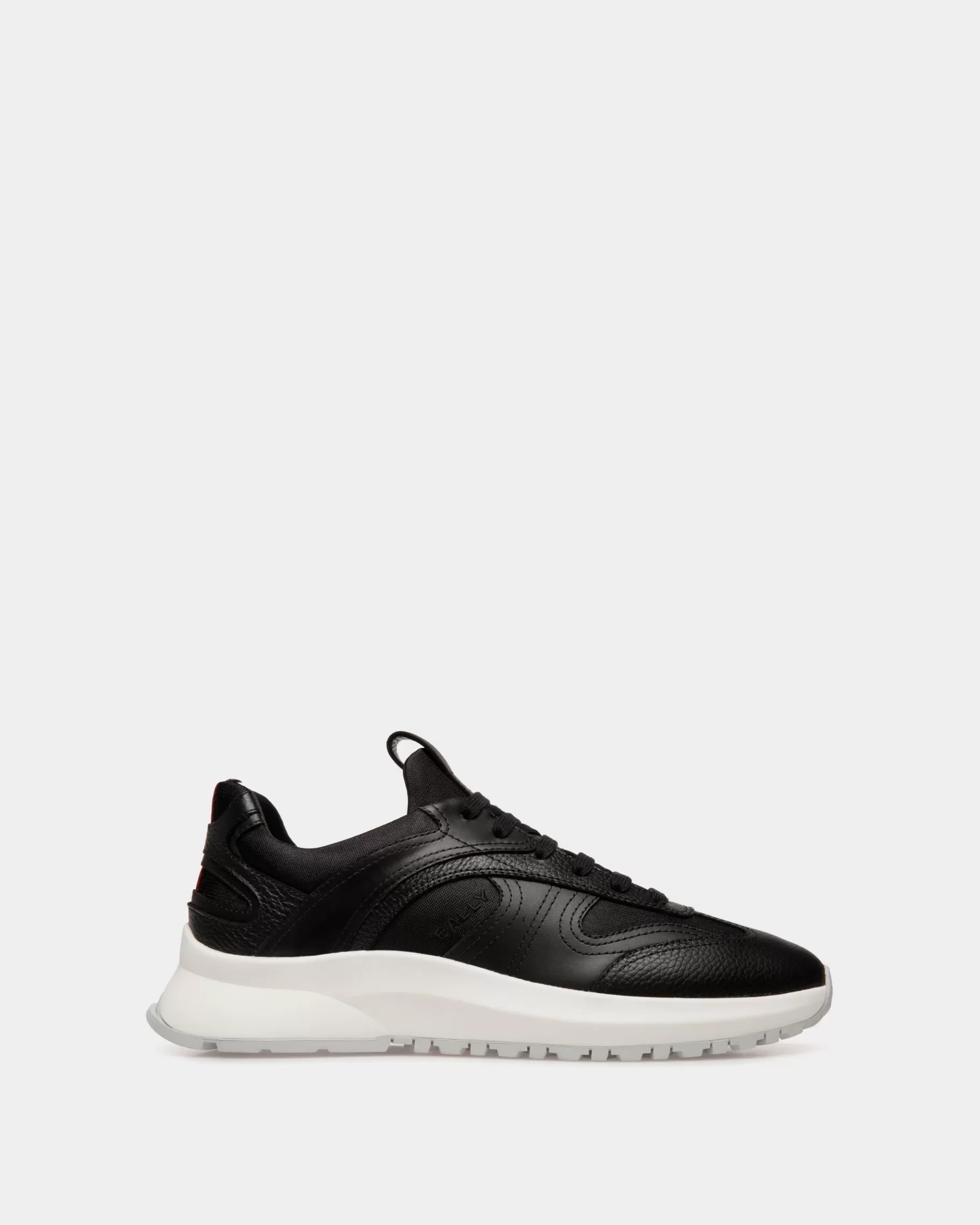 Sneakers<Bally Outline Sneaker In And White Leather And Nylon Black