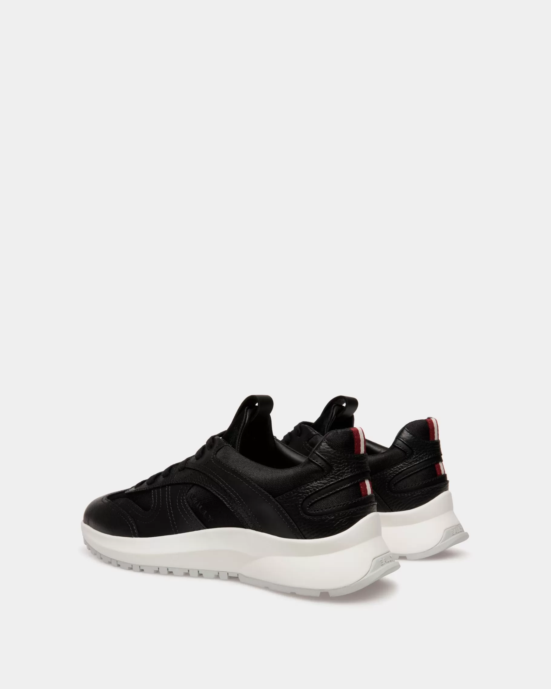 Sneakers<Bally Outline Sneaker In And White Leather And Nylon Black