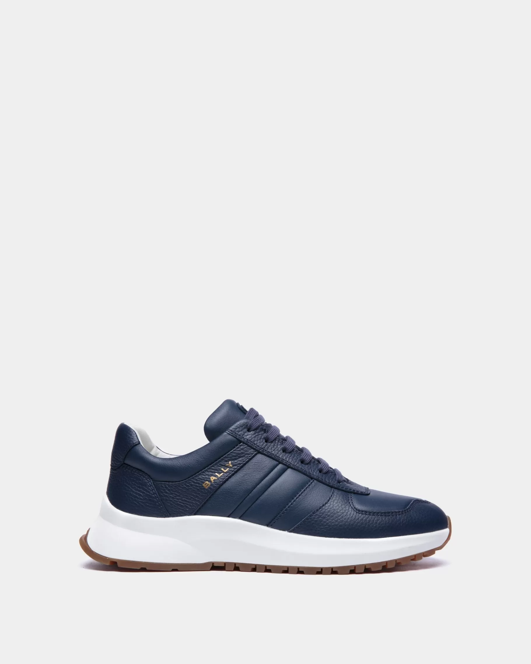 Sneakers<Bally Outline Sneaker In Grained Leather Blue