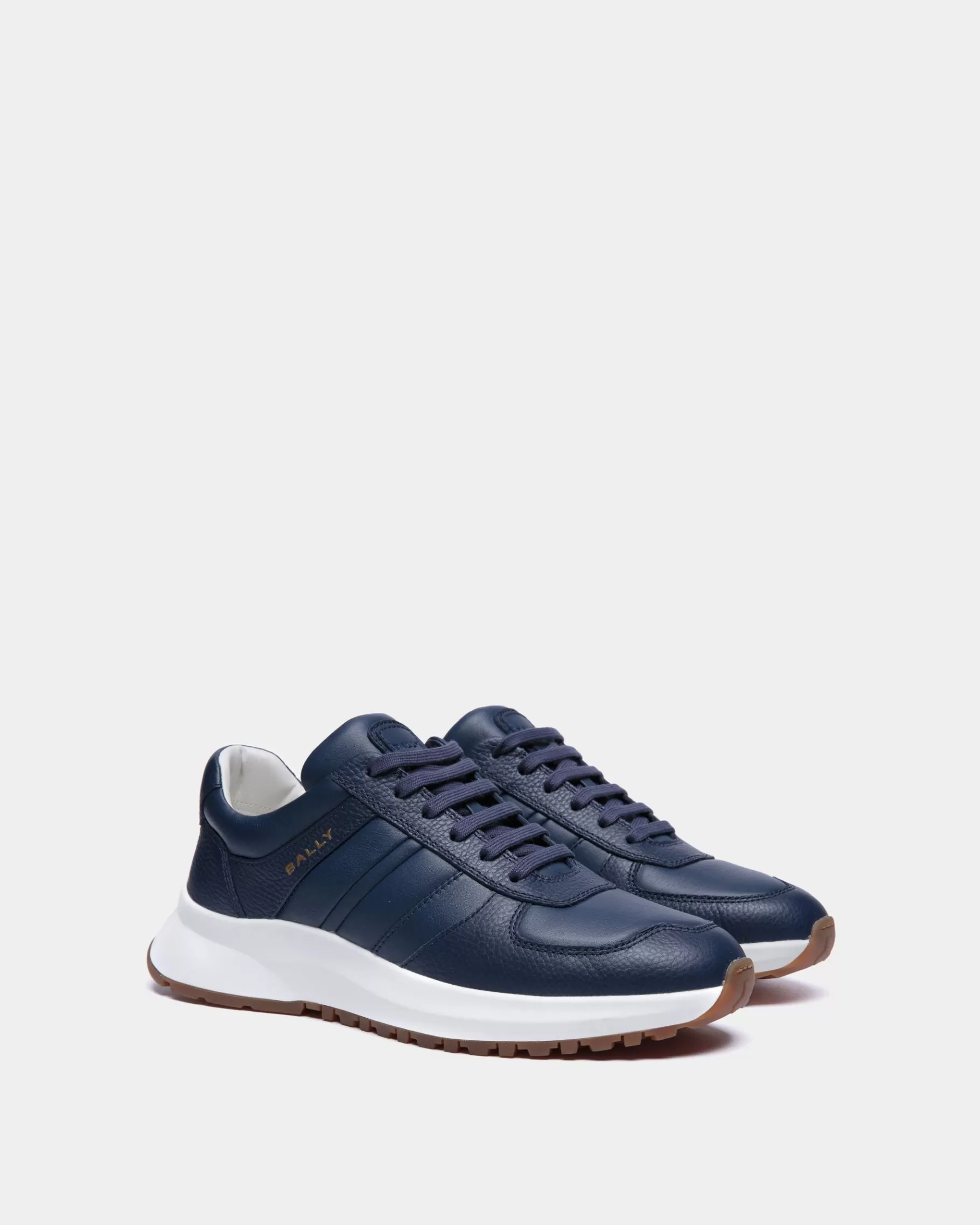 Sneakers<Bally Outline Sneaker In Grained Leather Blue