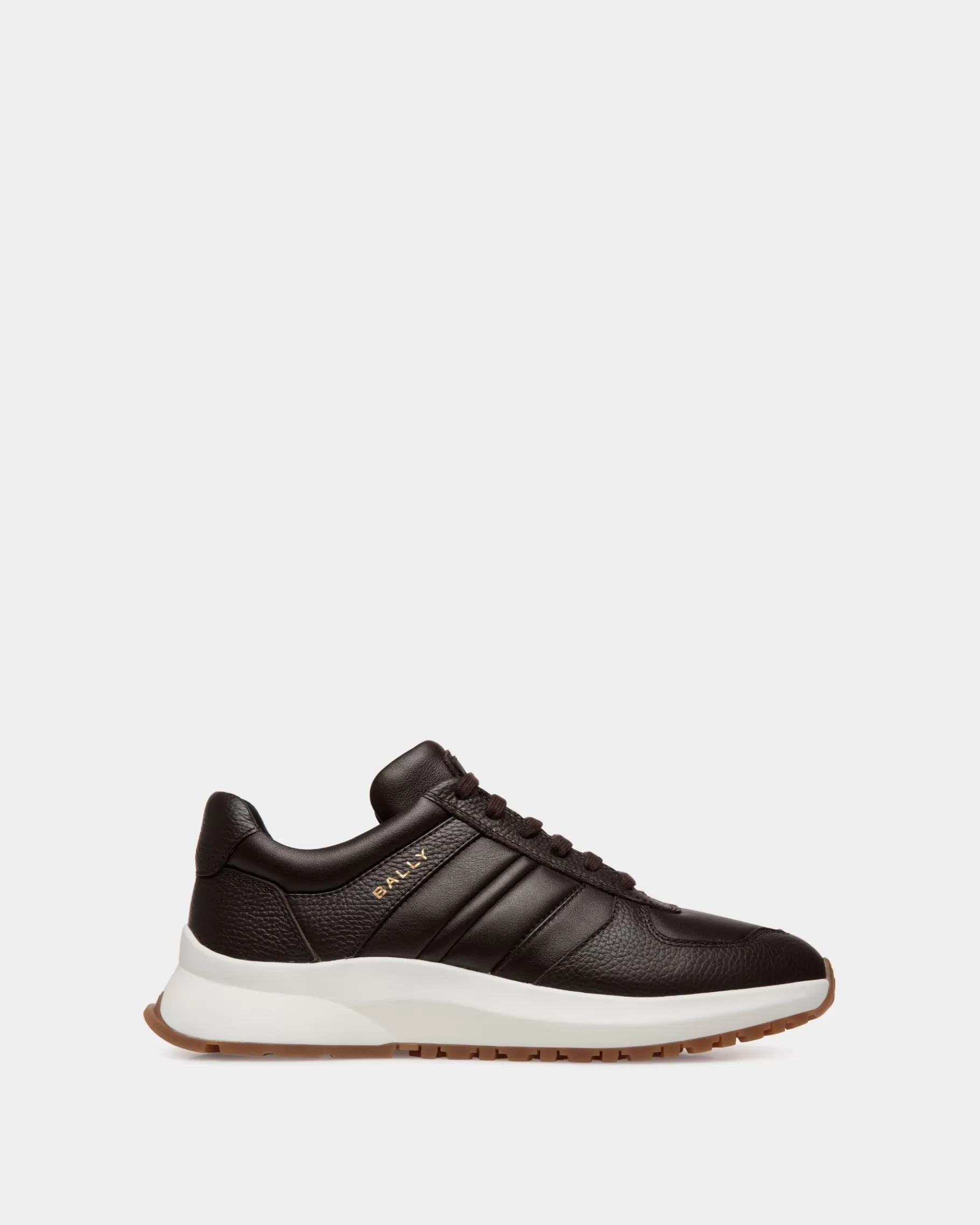 Sneakers<Bally Outline Sneaker In Ebano Grained Leather Brown