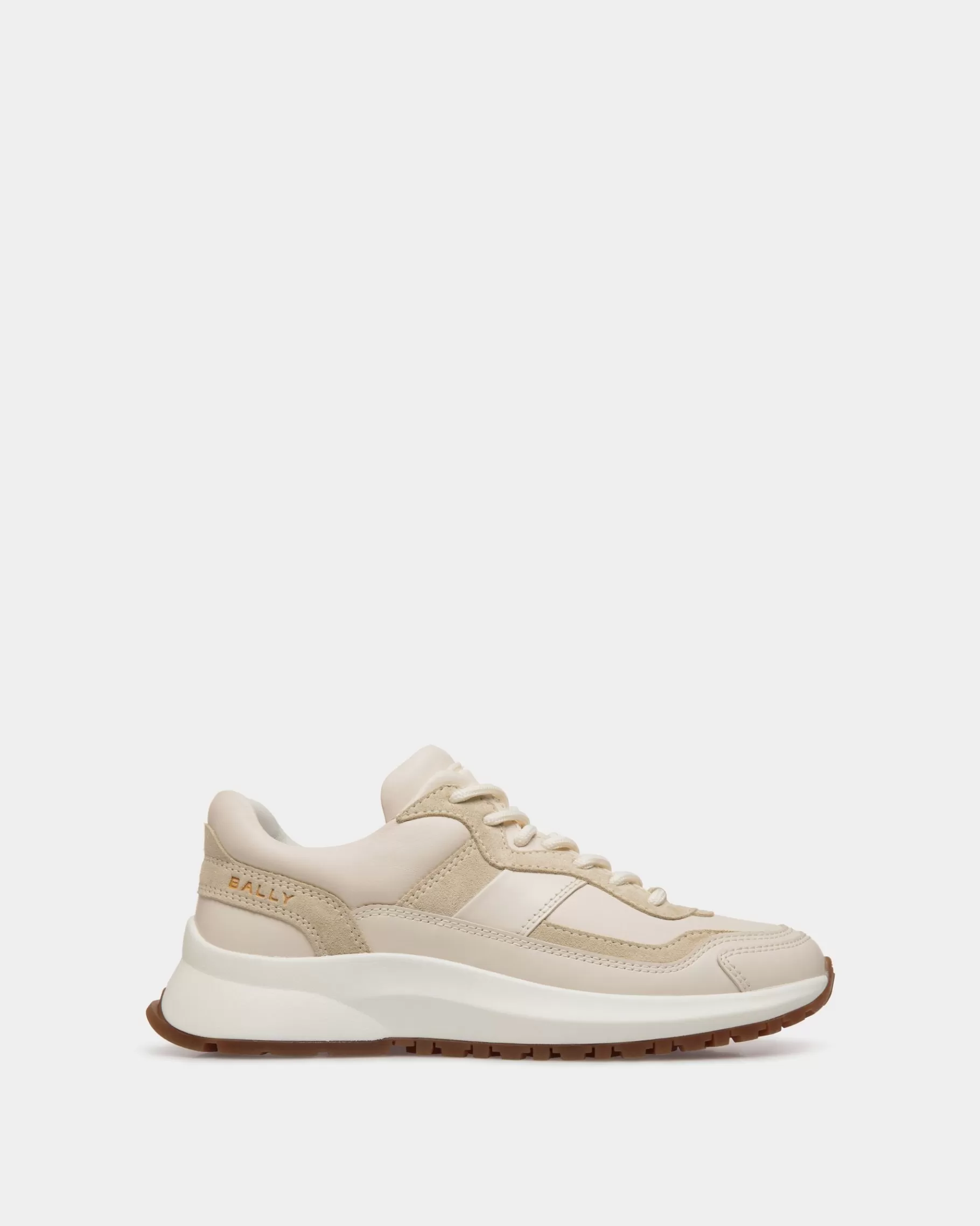 Sneakers<Bally Outline Sneaker in Ivory and Champagne Leather White