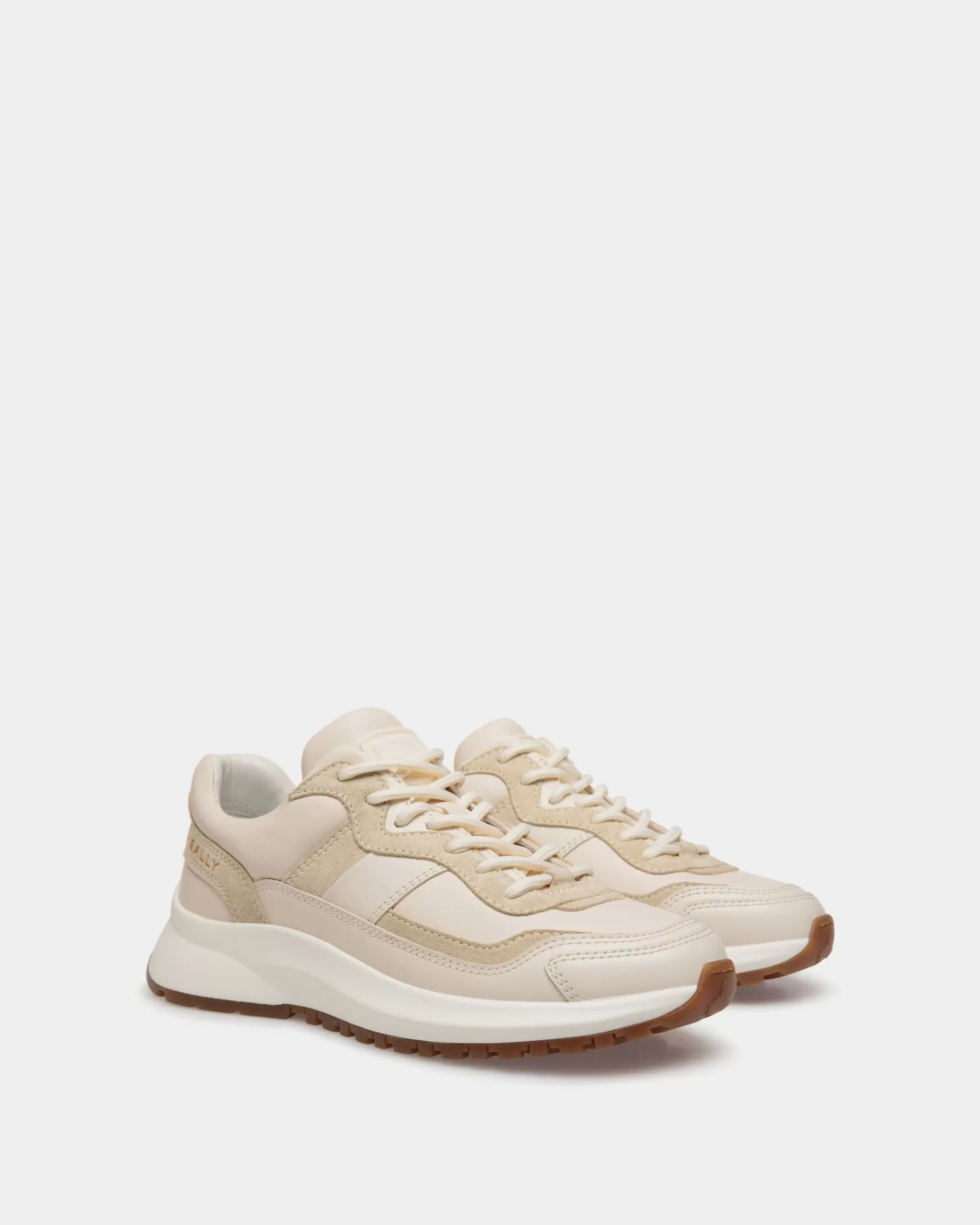 Sneakers<Bally Outline Sneaker in Ivory and Champagne Leather White