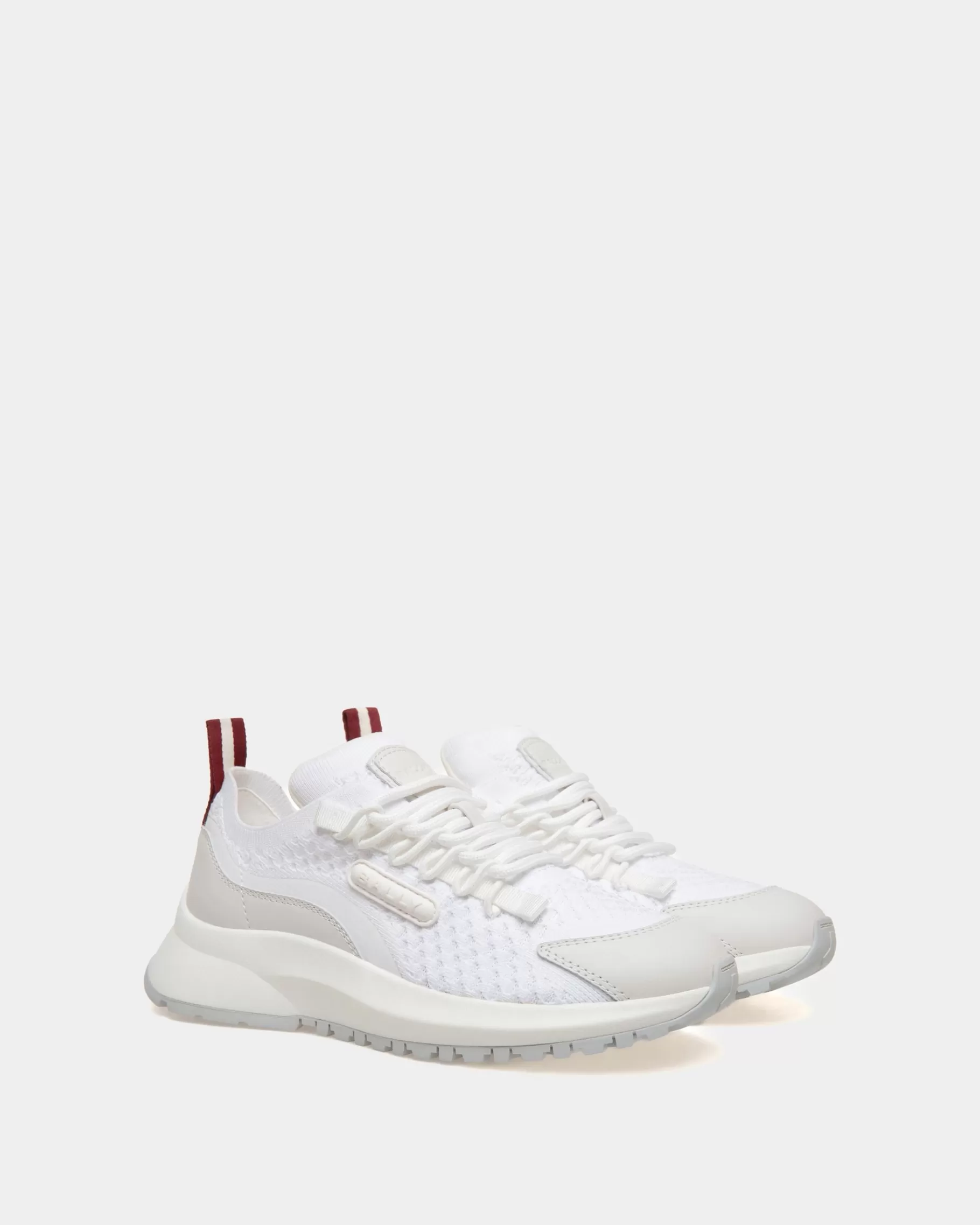 Sneakers<Bally Outline Sneaker in Knit Fabric White