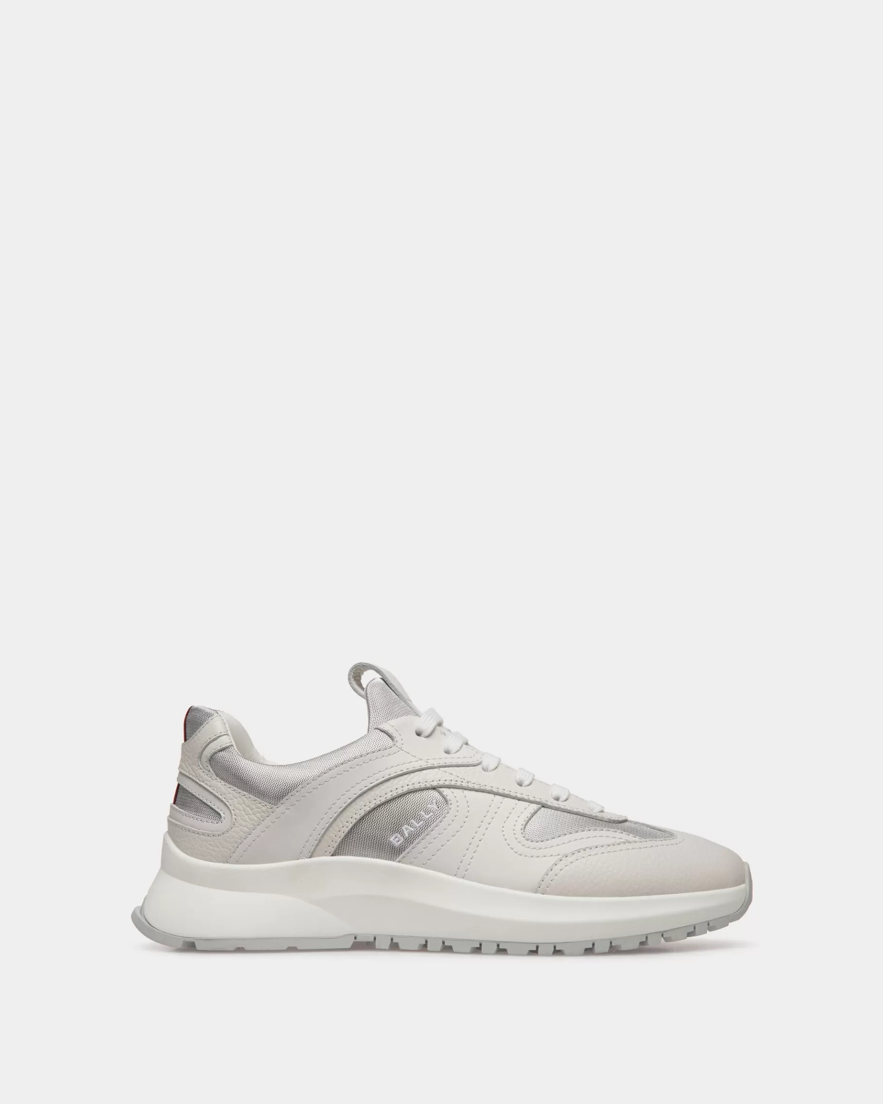 Sneakers<Bally Outline Sneaker In Leather And Nylon White
