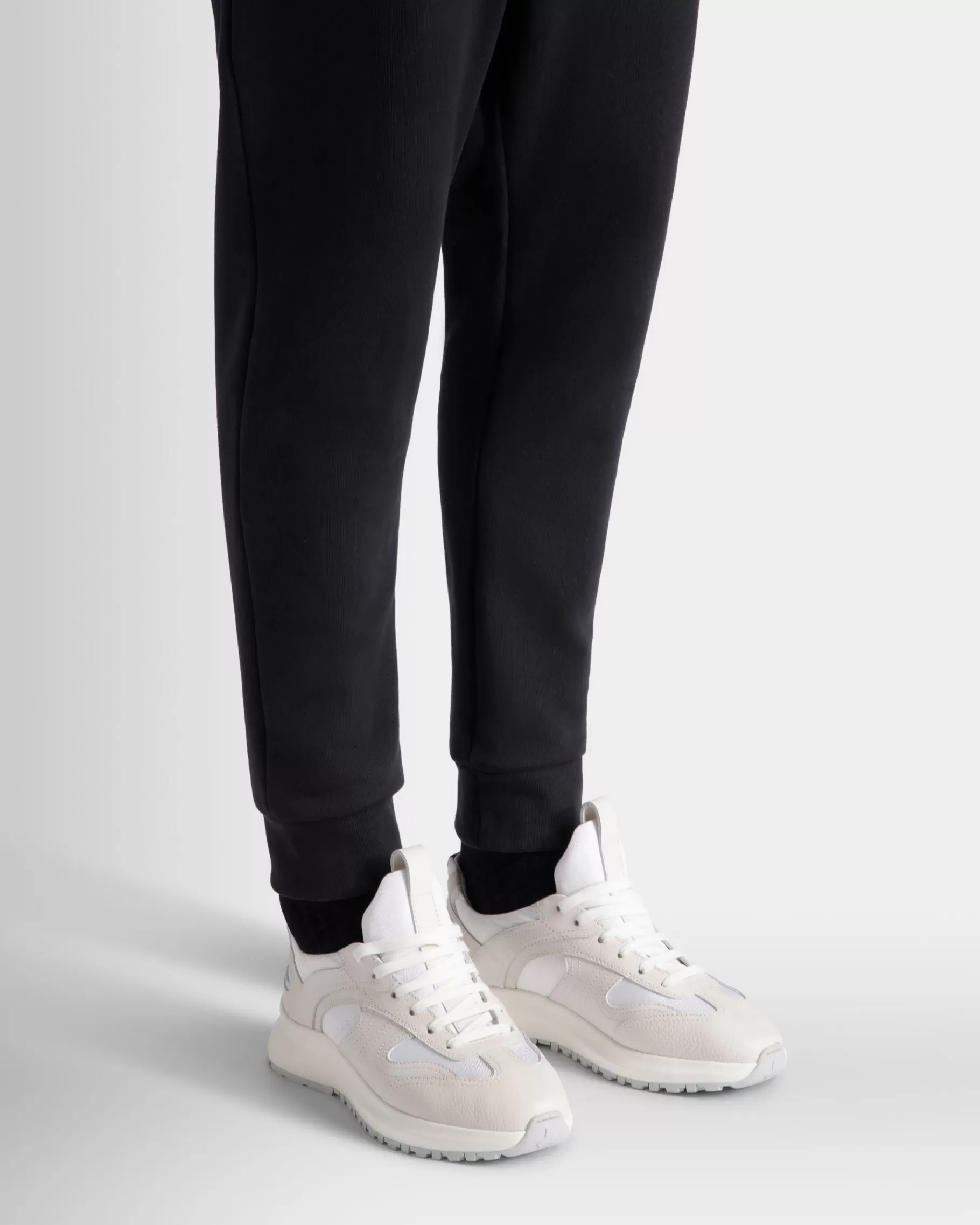 Sneakers<Bally Outline Sneaker In Leather And Nylon White
