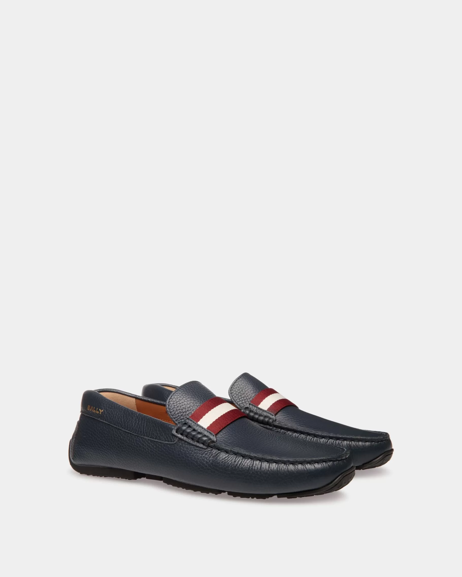 Drivers<Bally Pilot Driver in Grained Leather Blue