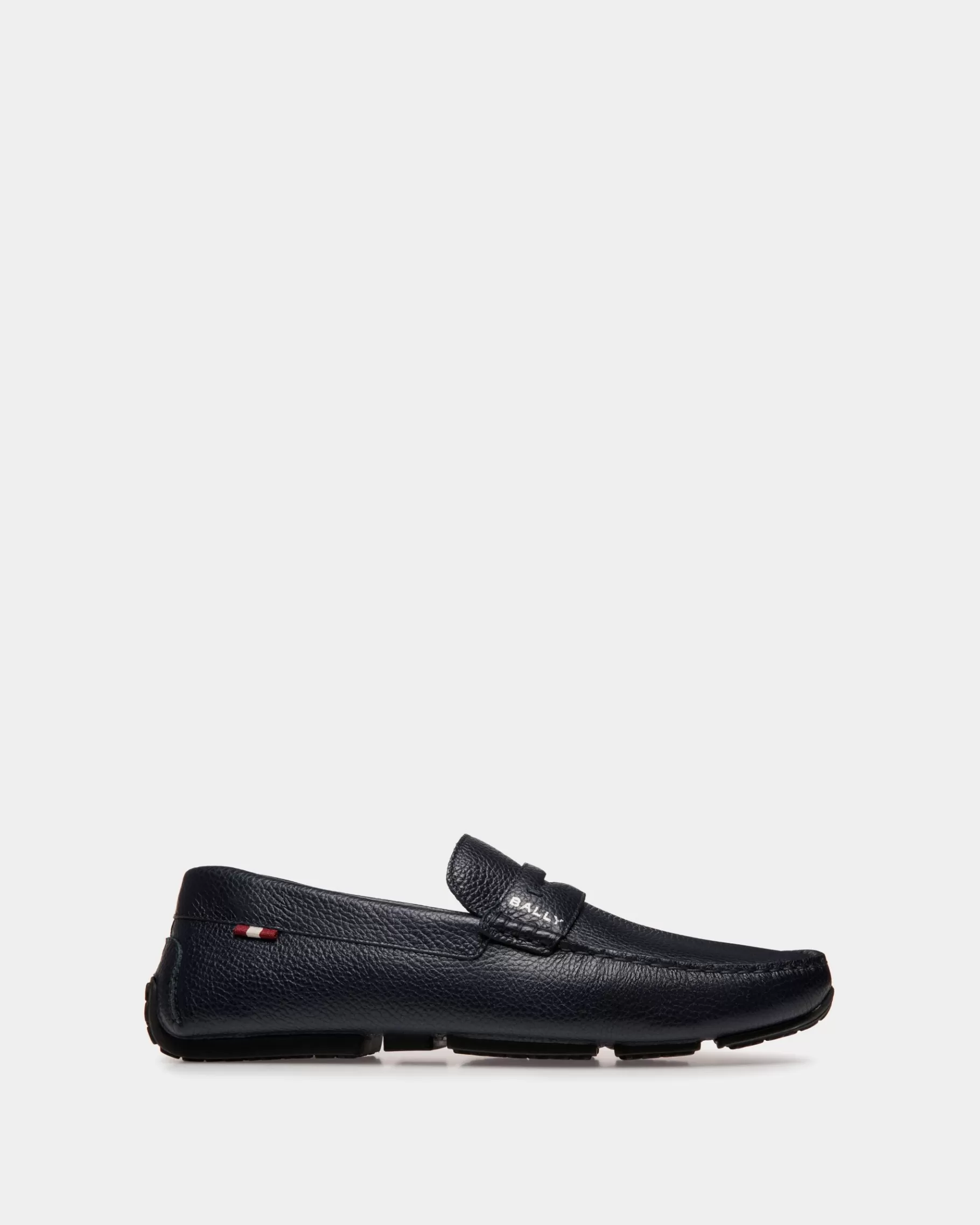 Drivers<Bally Pilot Driver In Navy Grained Leather Blue