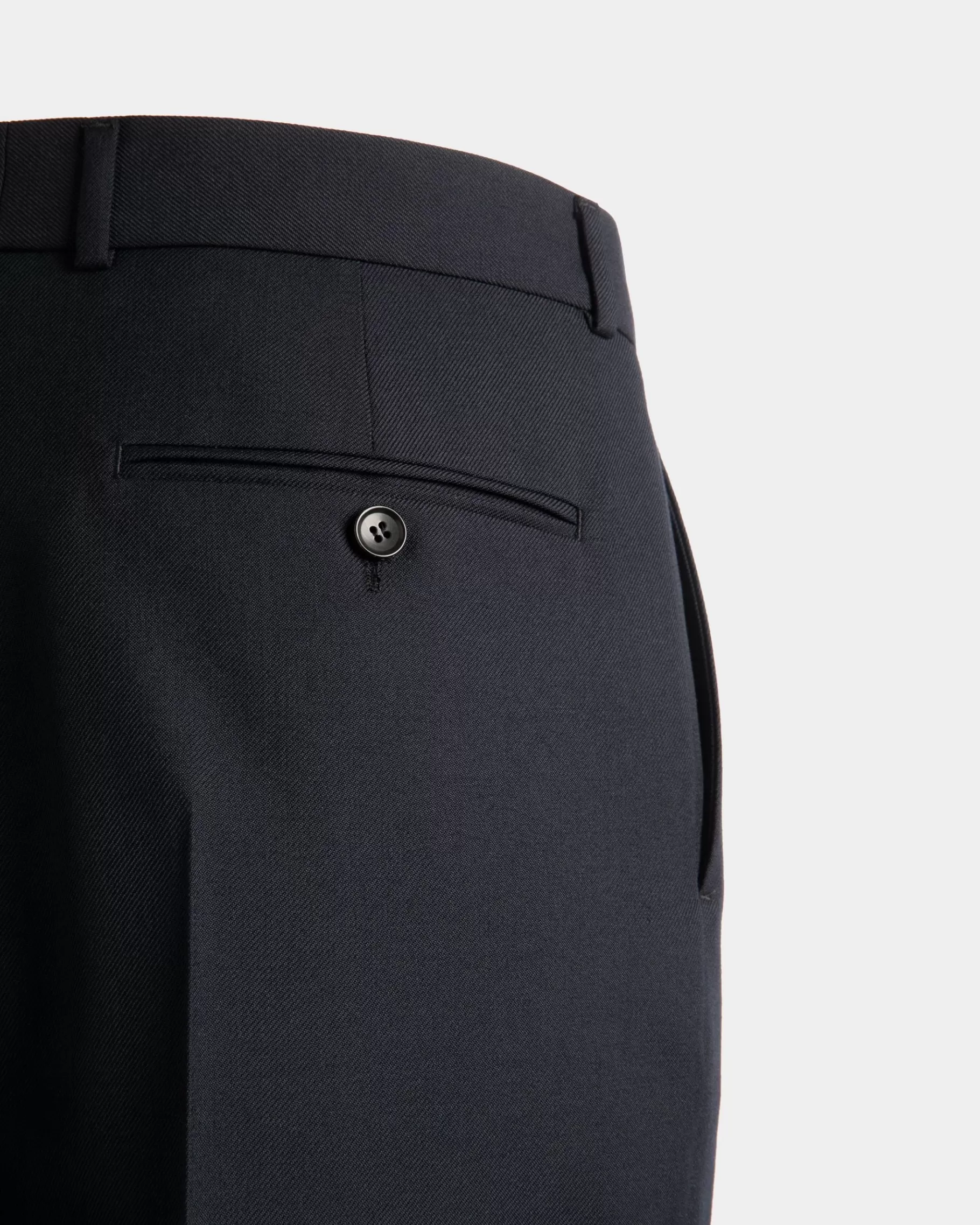 Pants<Bally Pleated Pants In Navy Wool Blend Blue