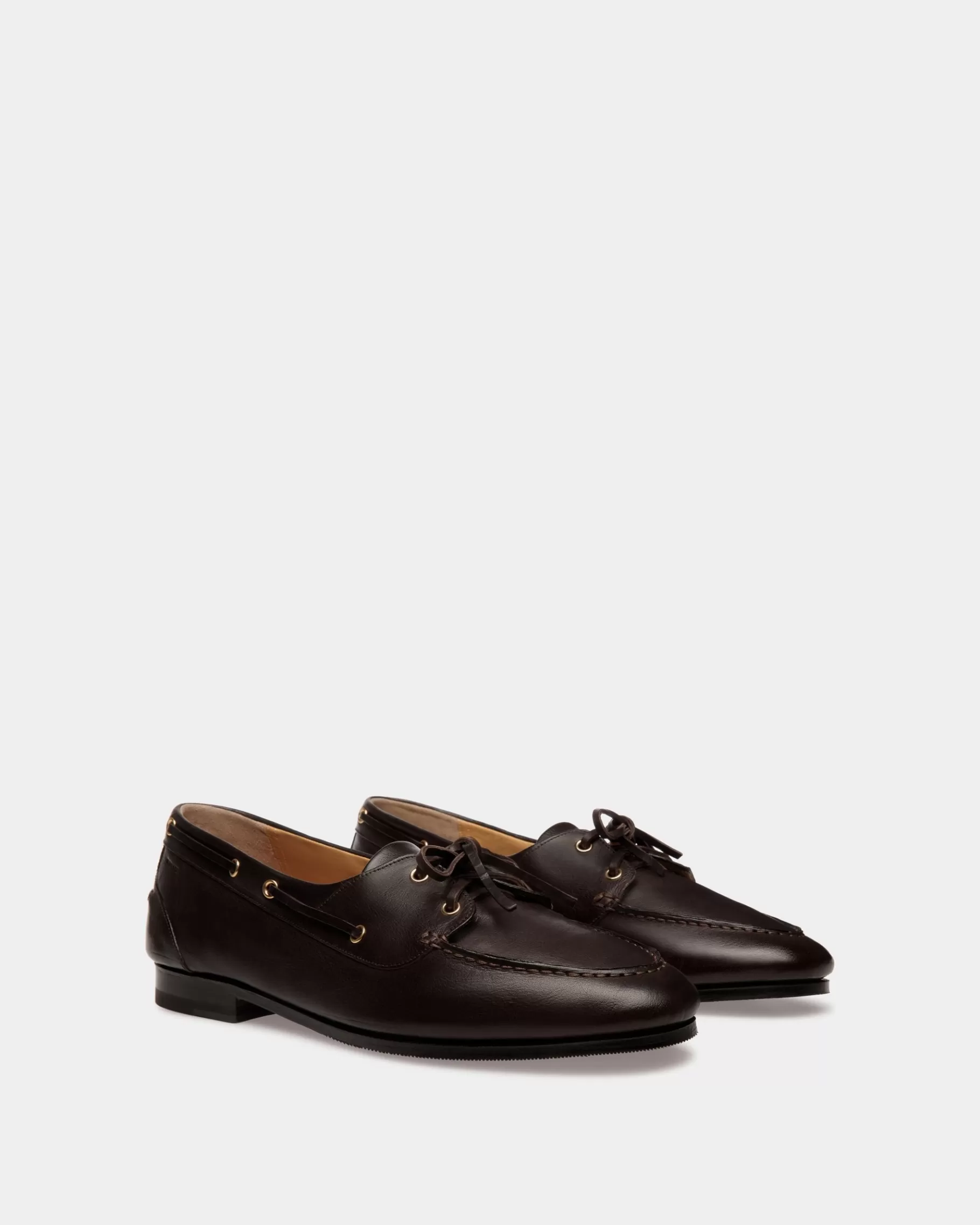 Loafers & Moccasins<Bally Plume Moccasin in Dark Leather Brown