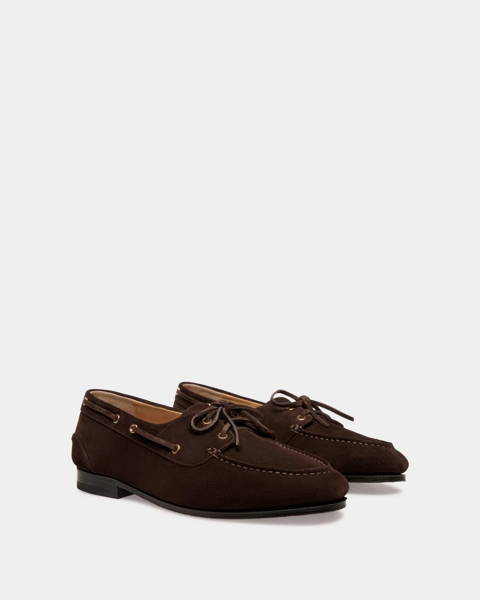 Loafers & Moccasins<Bally Plume Moccasin in Dark Suede Brown