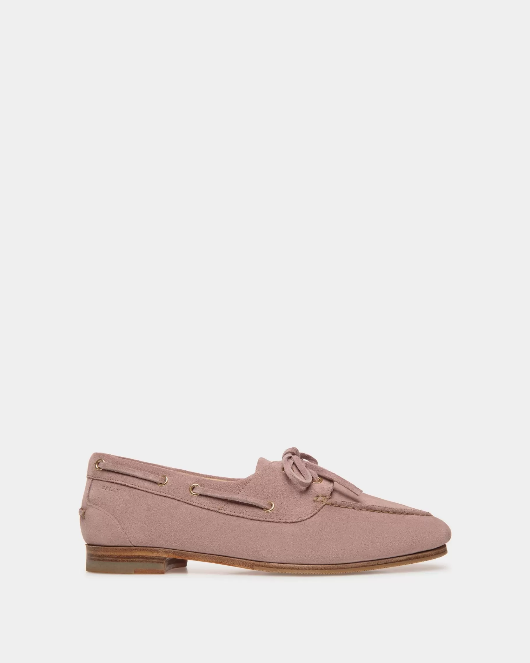 Flats & Moccasins<Bally Plume Moccasin in Light Mauve Suede Pink
