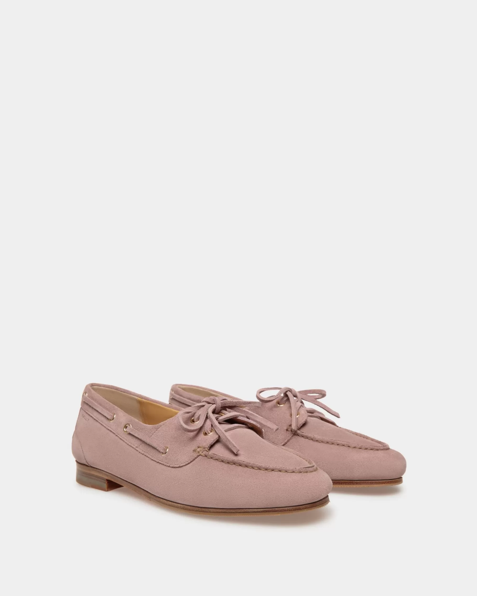 Flats & Moccasins<Bally Plume Moccasin in Light Mauve Suede Pink