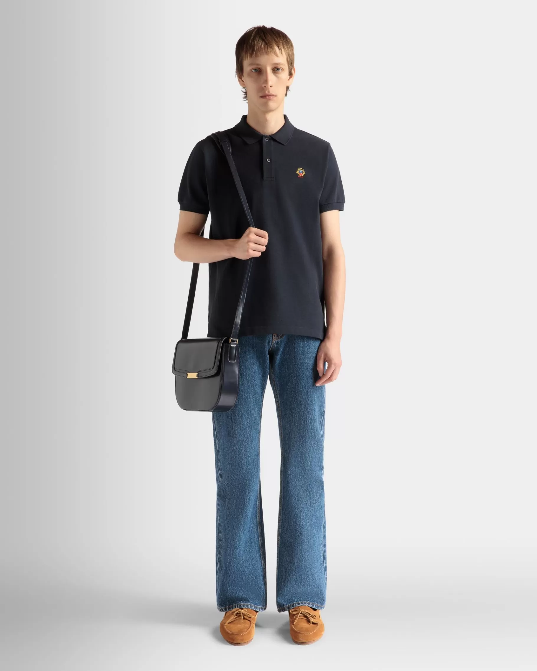 Shirts & T-shirts<Bally Polo Shirt in Navy Cotton Blue