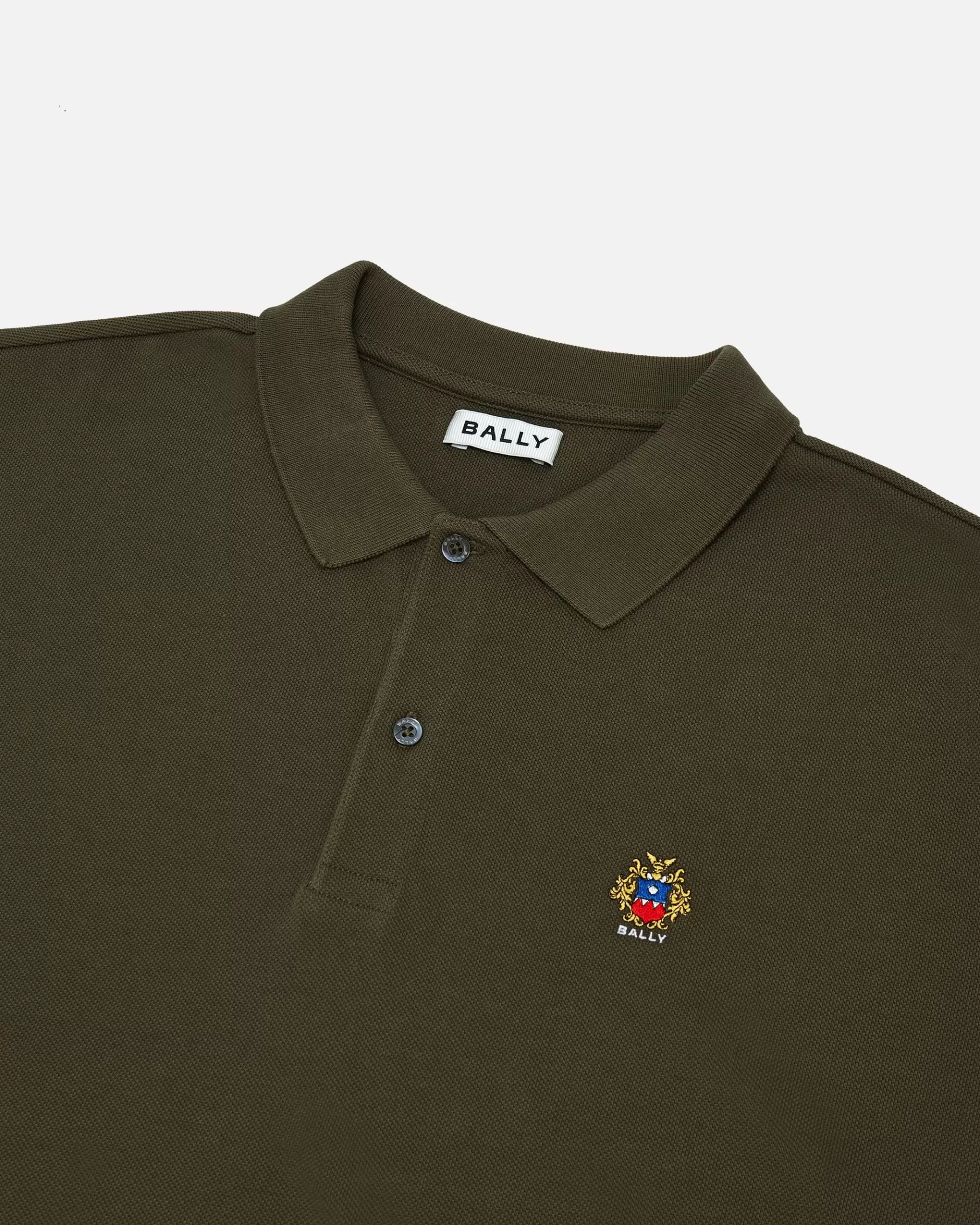 Shirts & T-shirts<Bally Polo With a Crest Logo In Military Cotton Green