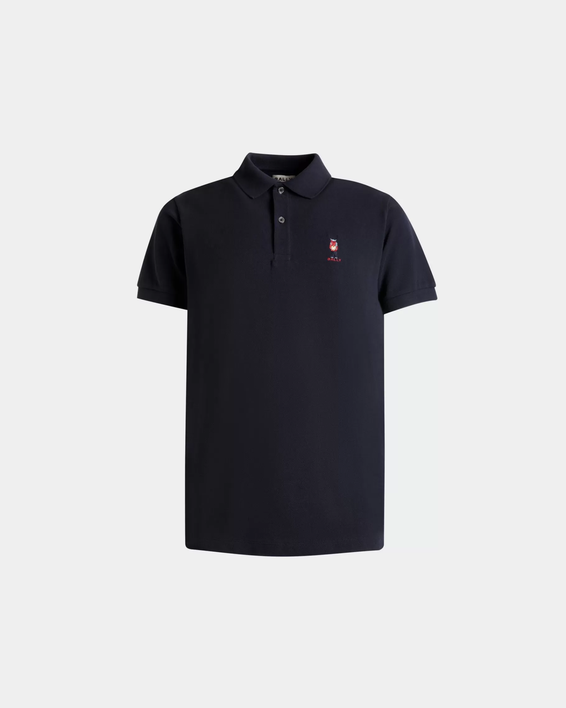 Shirts & T-shirts<Bally Polo With Forest Mask In Navy Cotton Blue