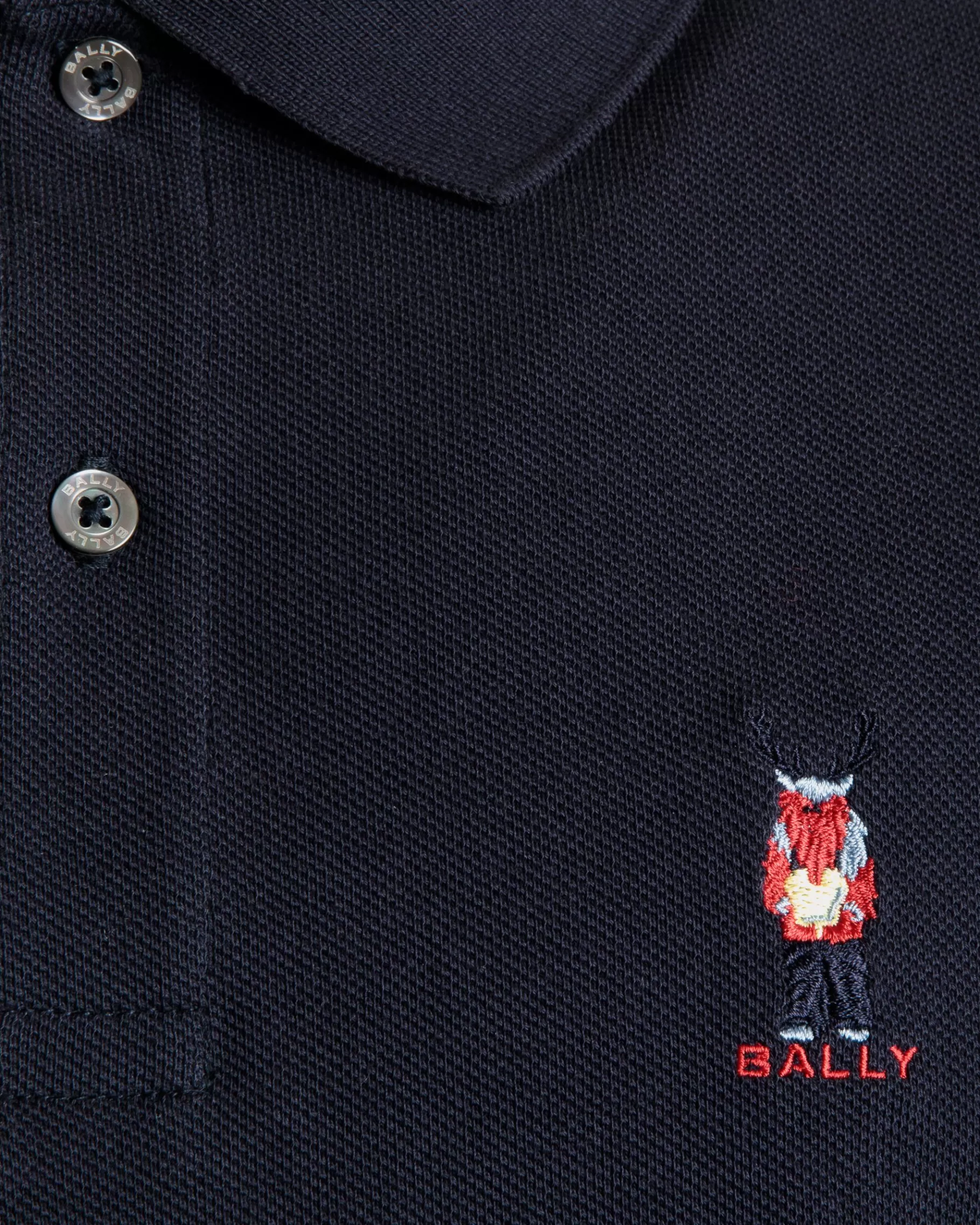 Shirts & T-shirts<Bally Polo With Forest Mask In Navy Cotton Blue