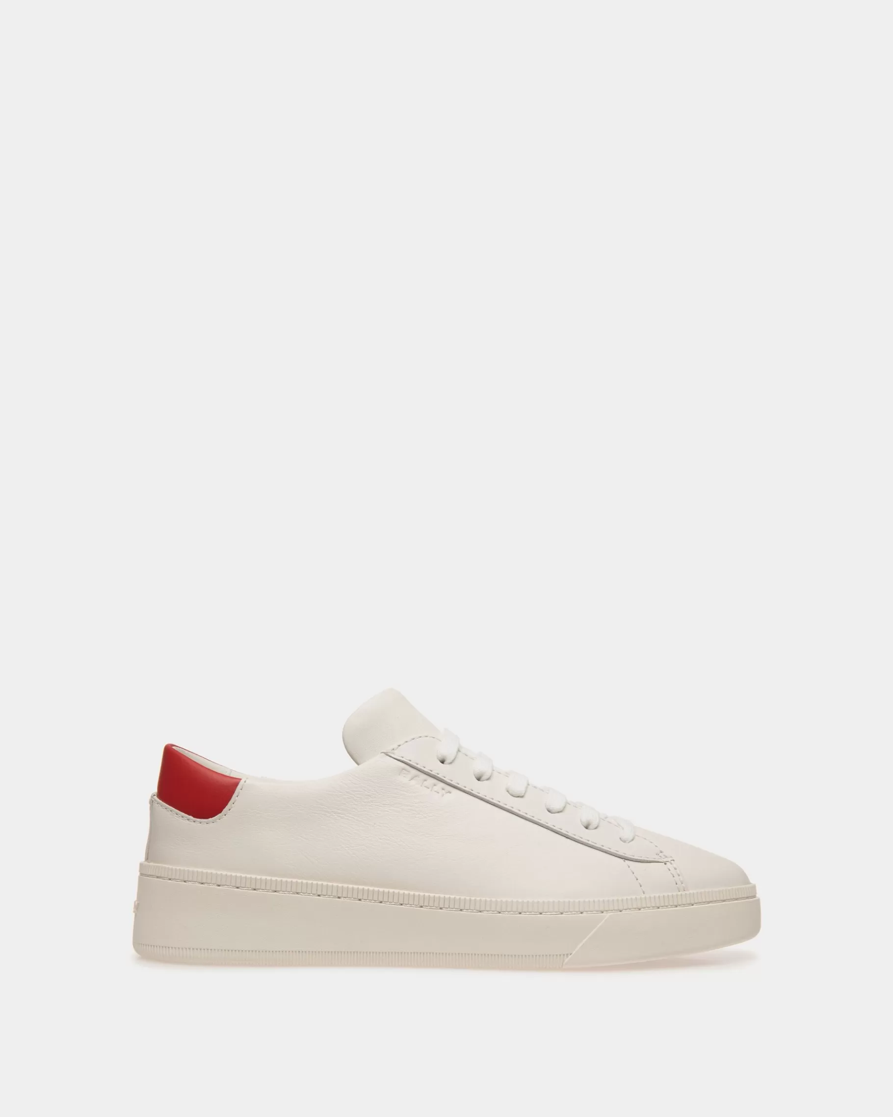 Sneakers<Bally Raise Sneaker In And Red Leather White