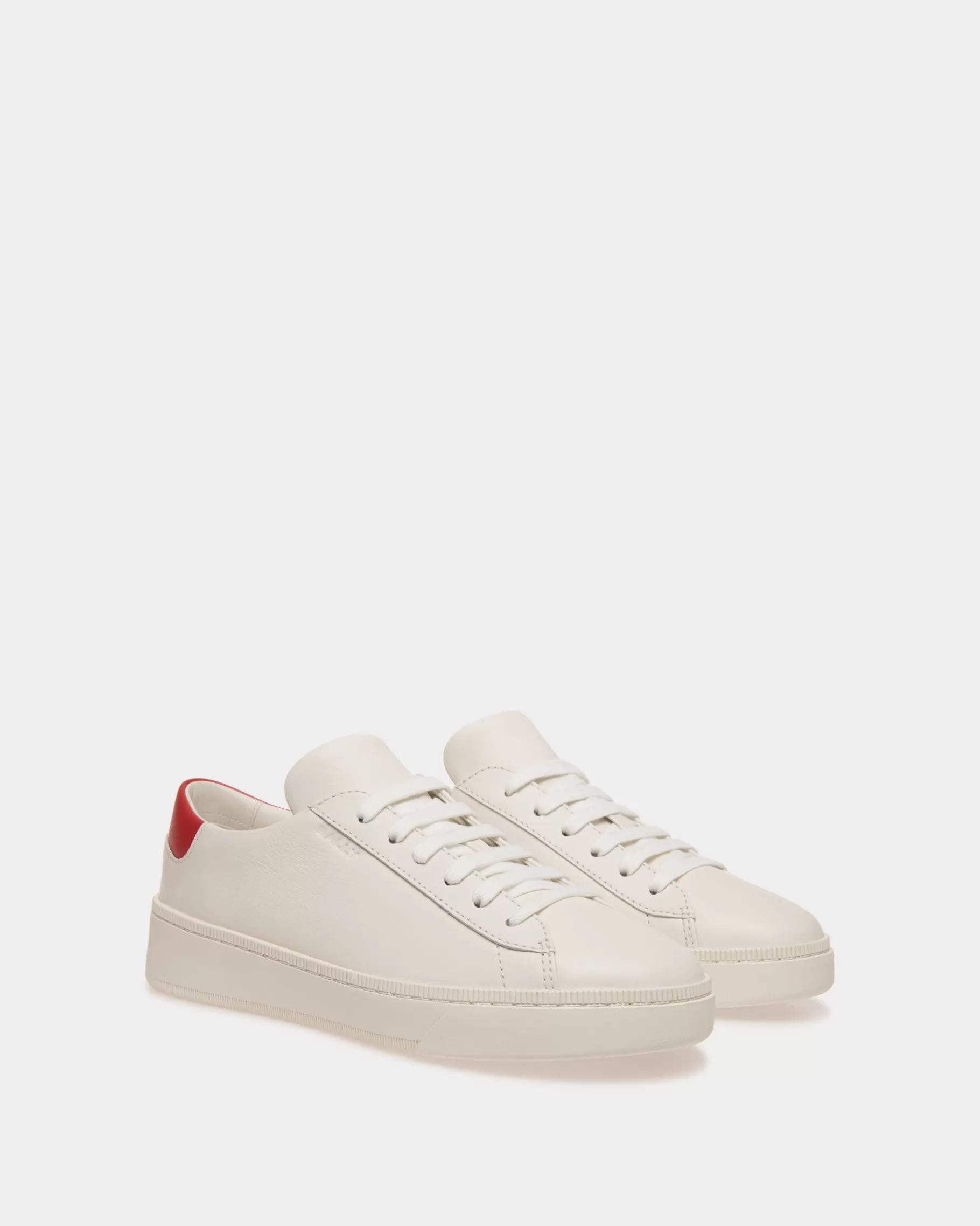Sneakers<Bally Raise Sneaker In And Red Leather White