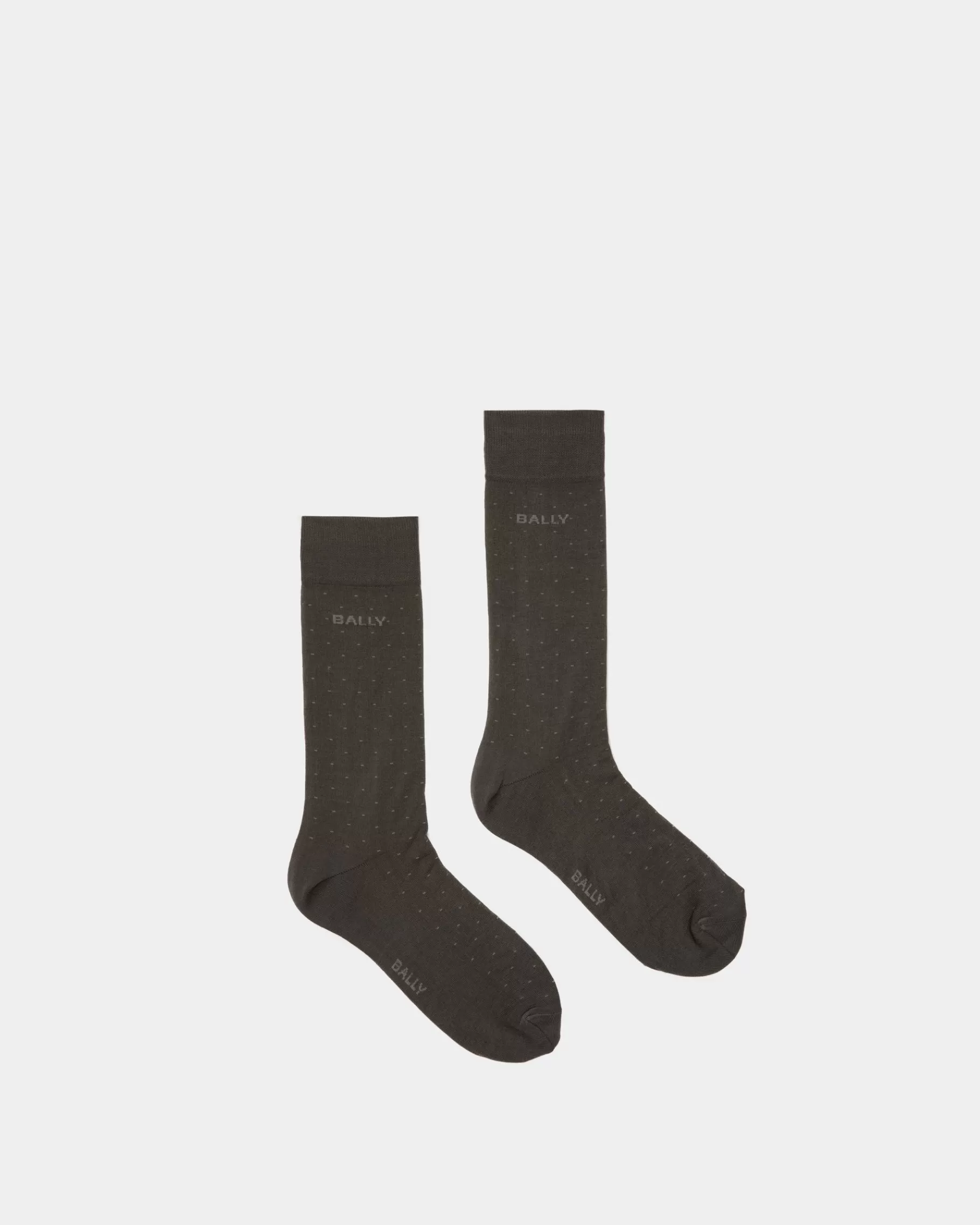 Socks<Bally Ribbed Logo Socks In Gray Cotton Mix Grey