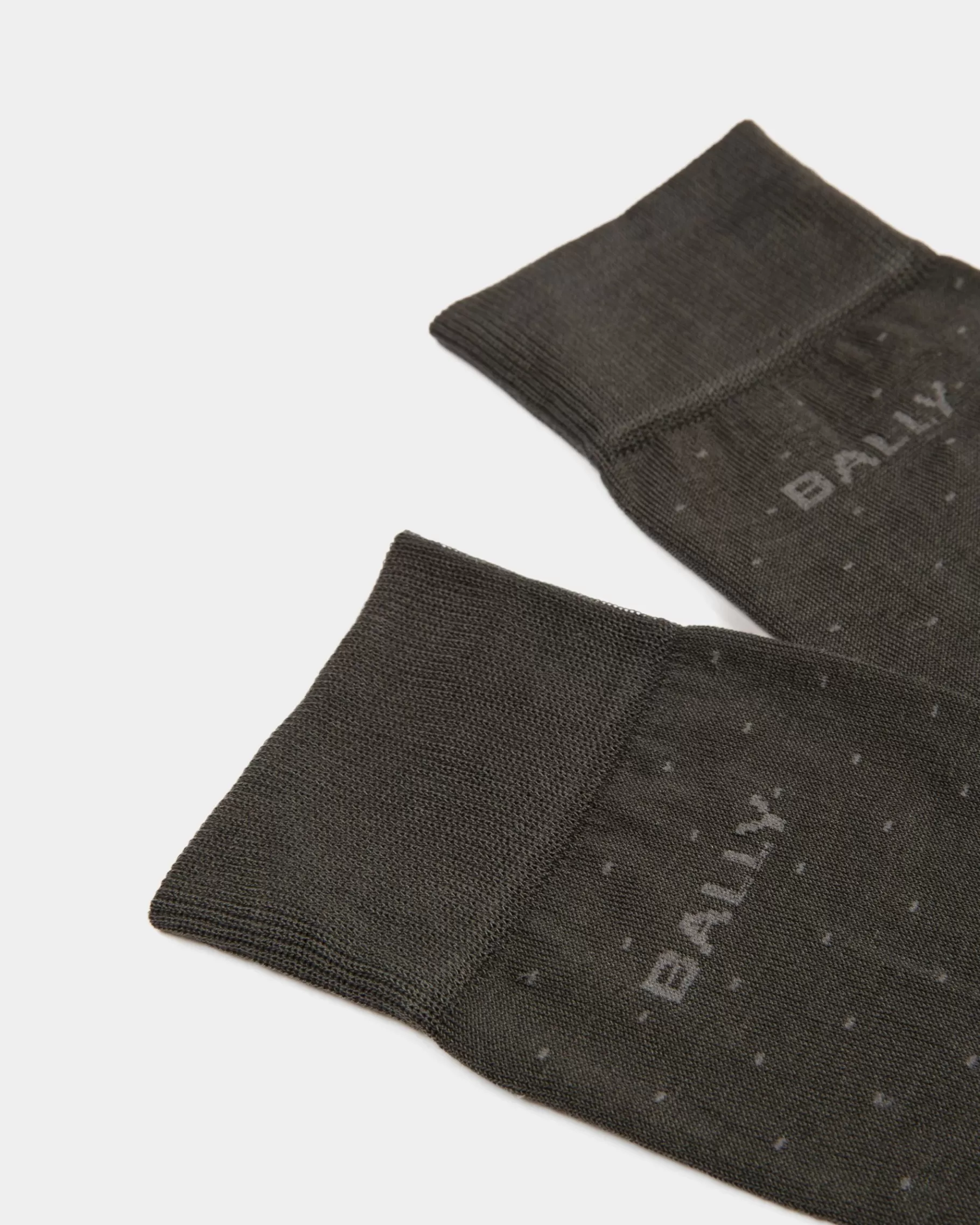 Socks<Bally Ribbed Logo Socks In Gray Cotton Mix Grey