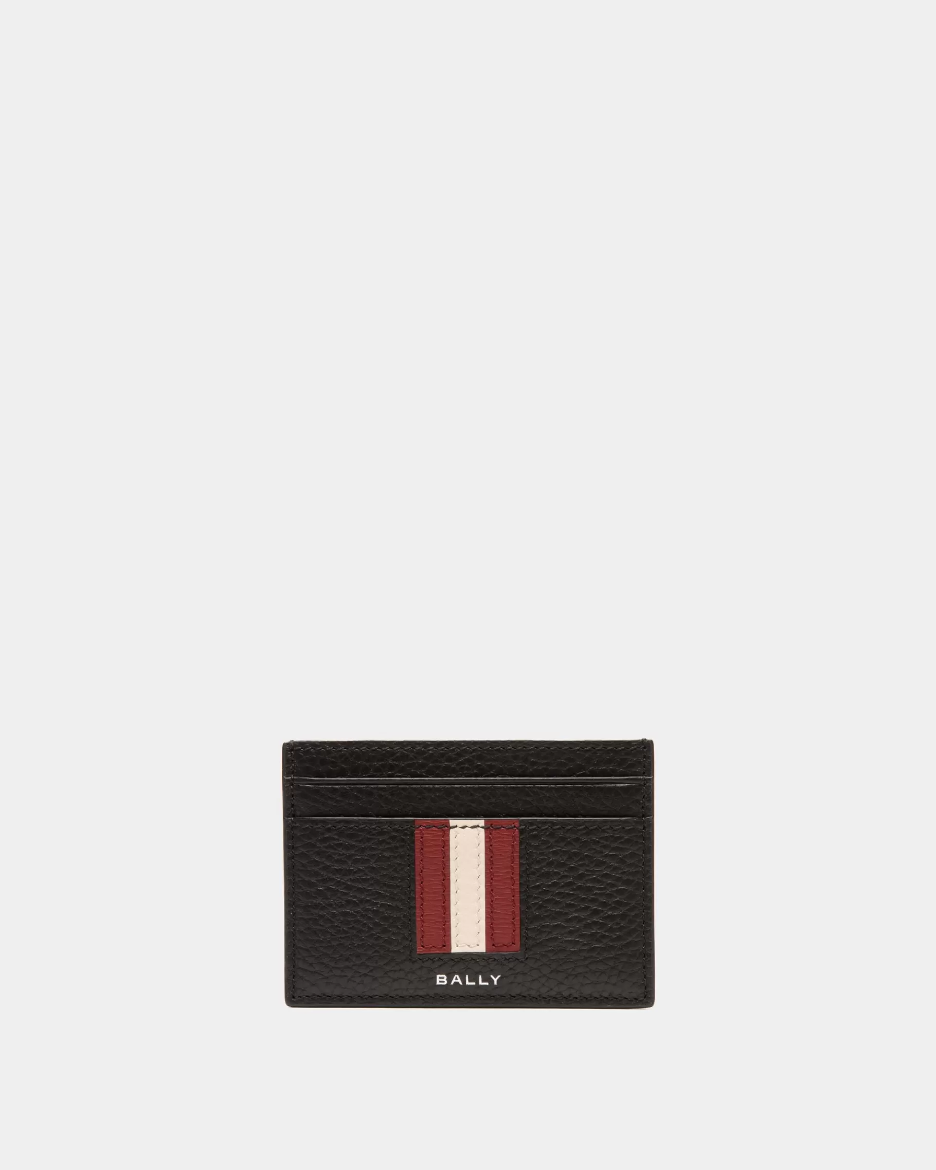 Wallets & Card Holders<Bally Ribbon Card Holder In Grained Leather Black