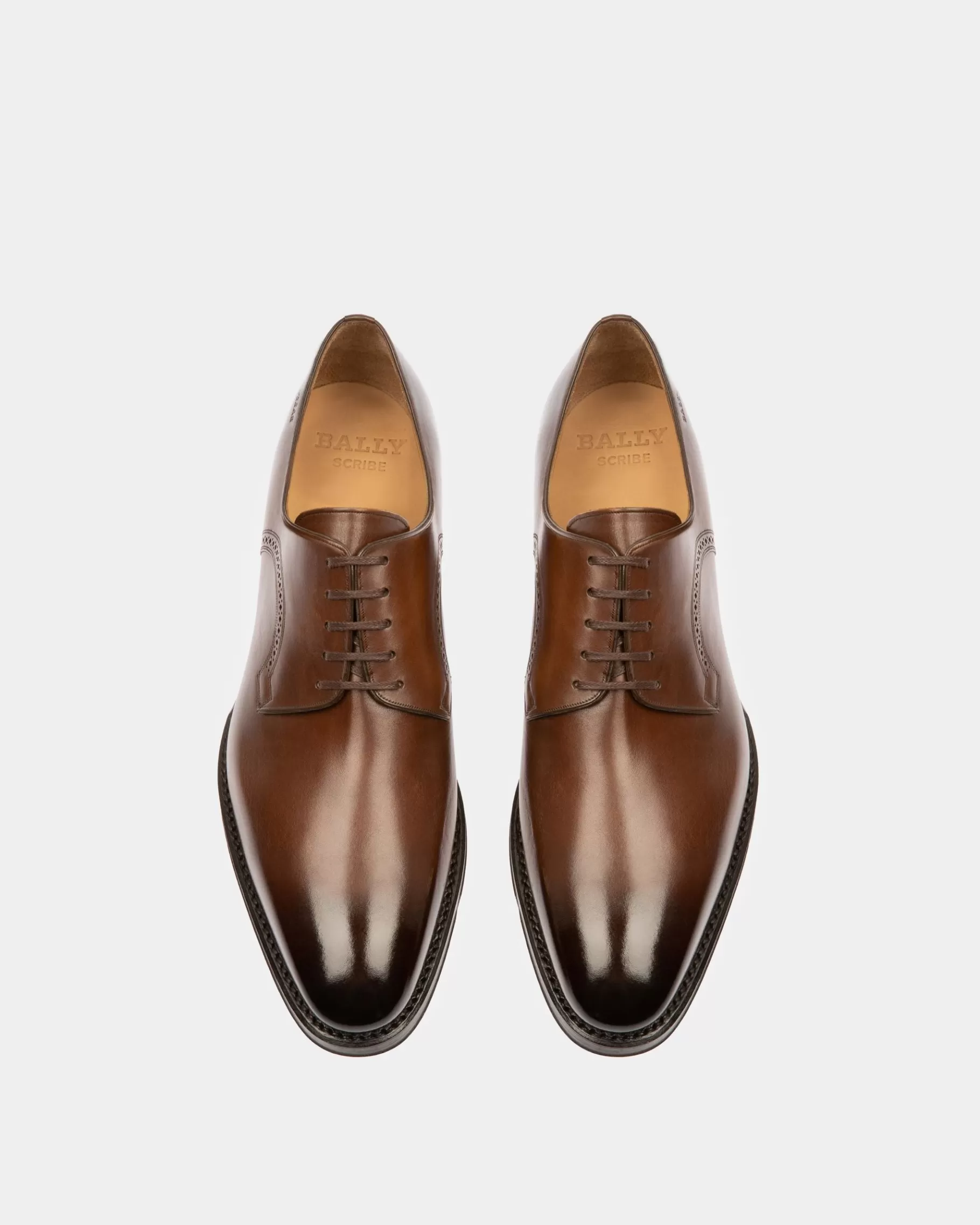 Lace Ups & Monks<Bally Scamardo Men's Leather Derby Lace-Up Shoe In Mid Brown