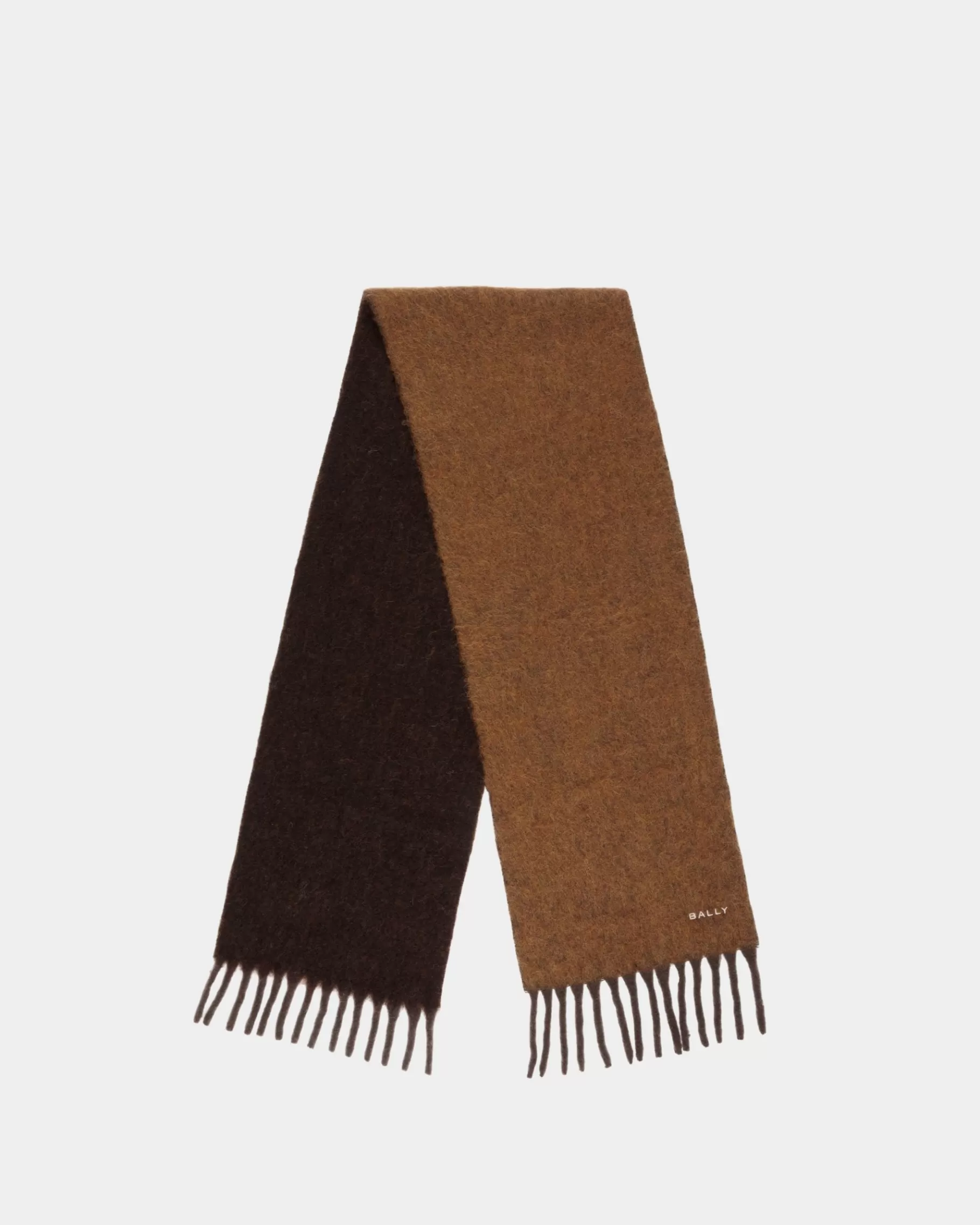 Scarves<Bally Scarf In Ebano And Wool Blend Brown