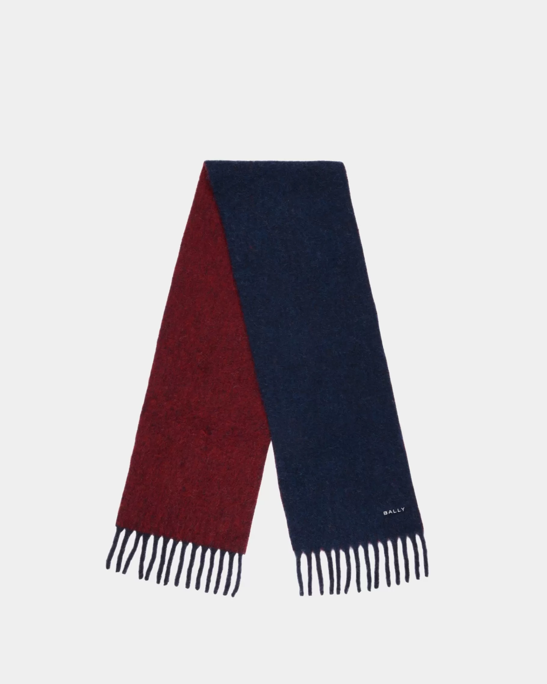 Scarves<Bally Scarf In Navy Blue And Candy Red Wool Blend Multicolor