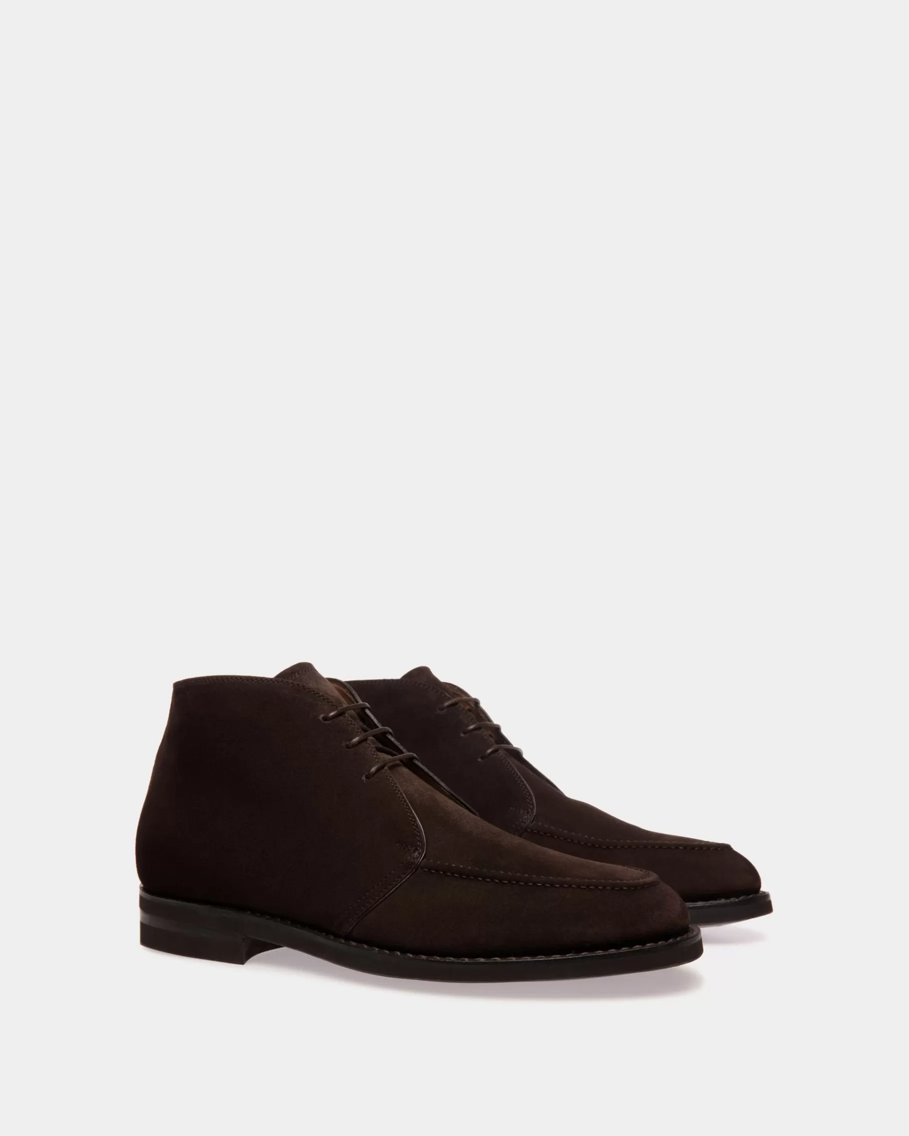 Boots & Ankle Boots<Bally Schoenen Bootie In Ebano Suede Leather Brown
