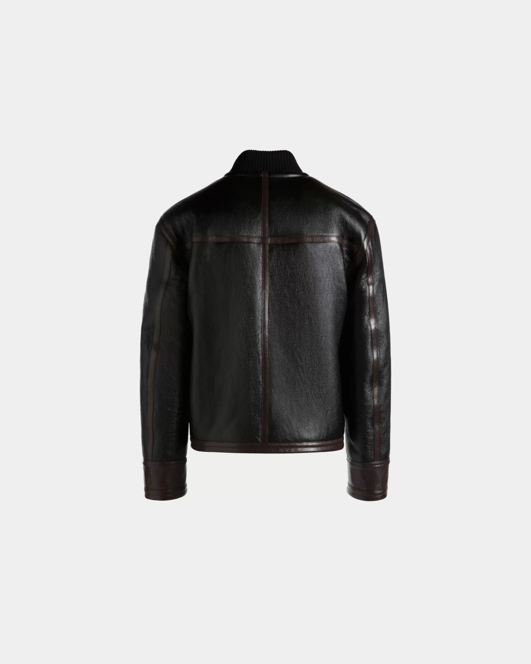 Leather | Coats & Jackets<Bally Shearling Lined Bomber in Leather Black