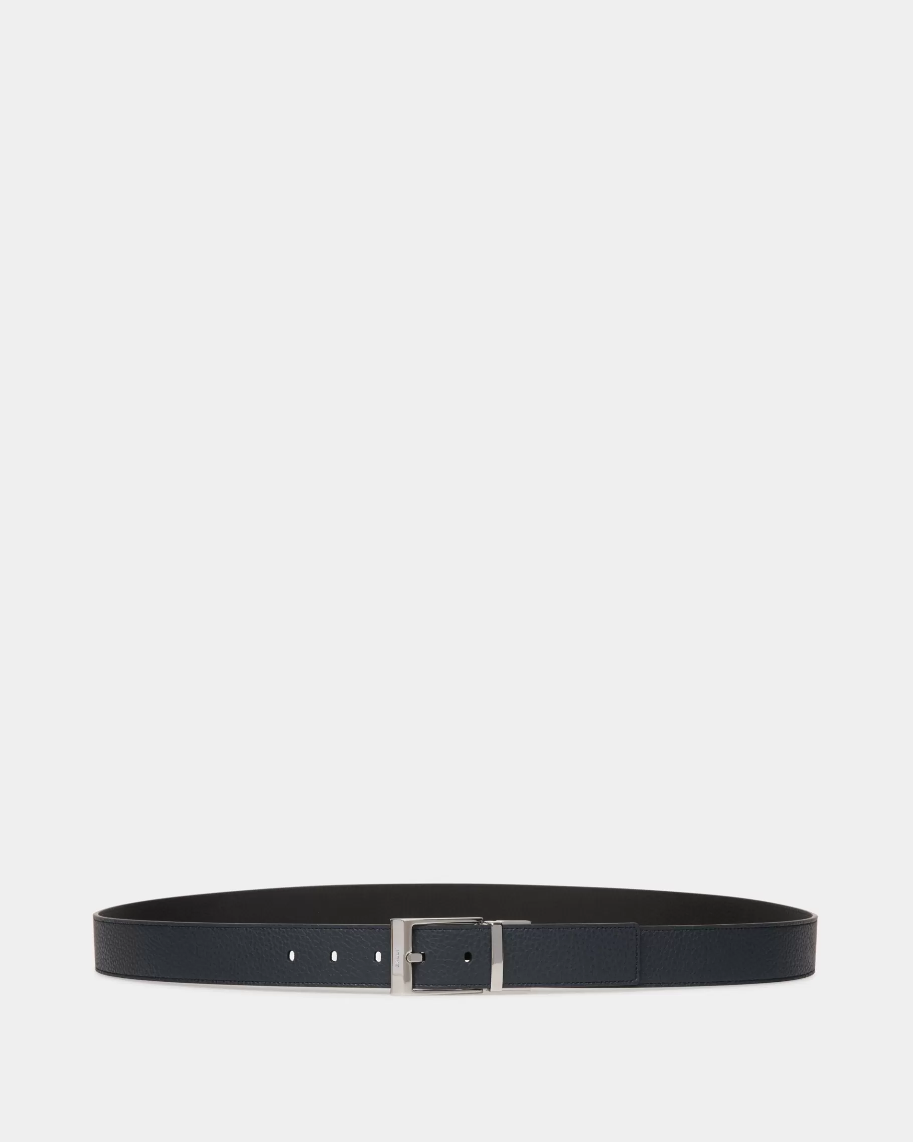 Belts<Bally Shiffie 35mm Reversible And Adjustable Belt in Navy Blue And Black Leather Multicolor